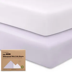 2-Pack Isla [Protect ] Waterproof Mini Crib Sheets (Lilac)