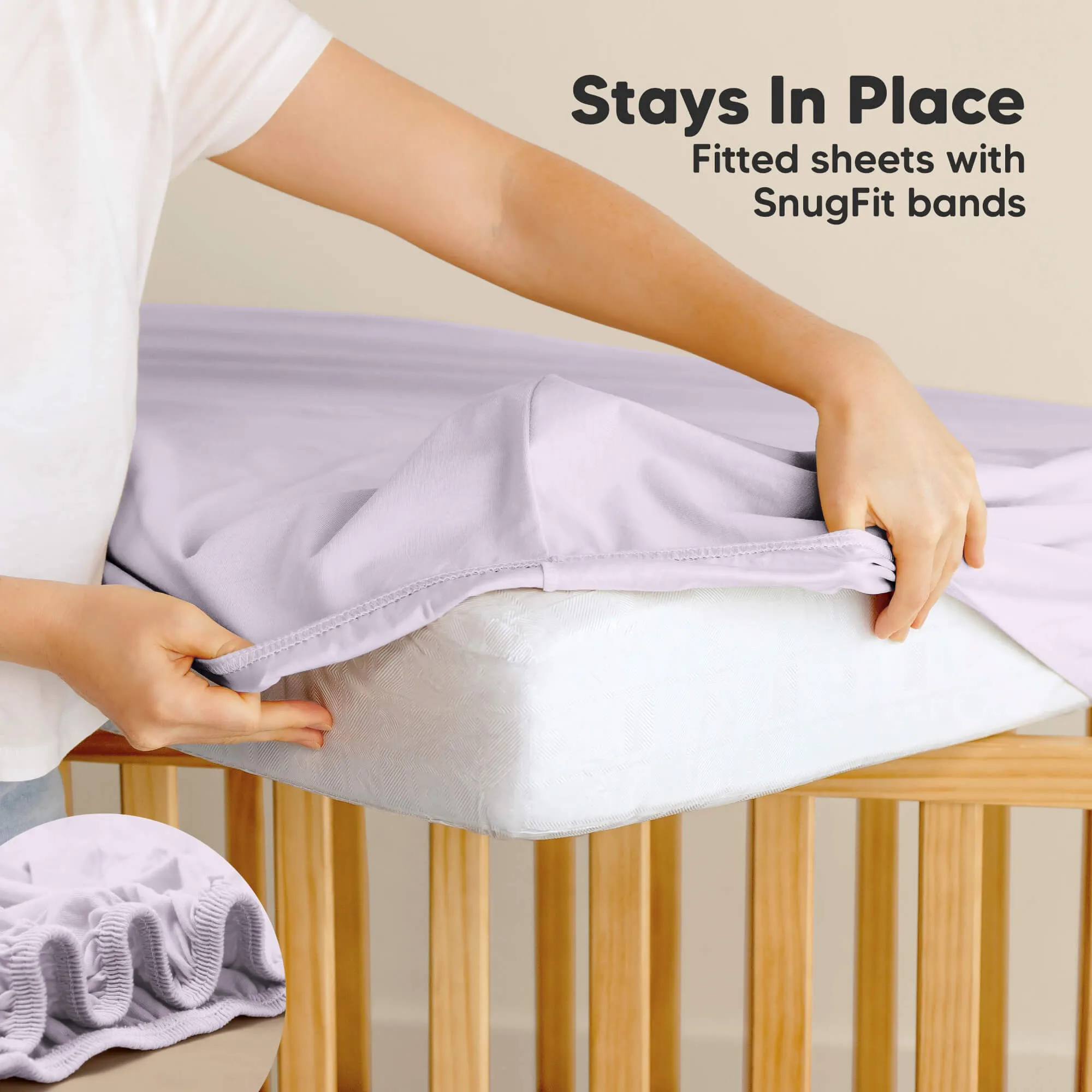 2-Pack Isla [Protect ] Waterproof Mini Crib Sheets (Lilac)