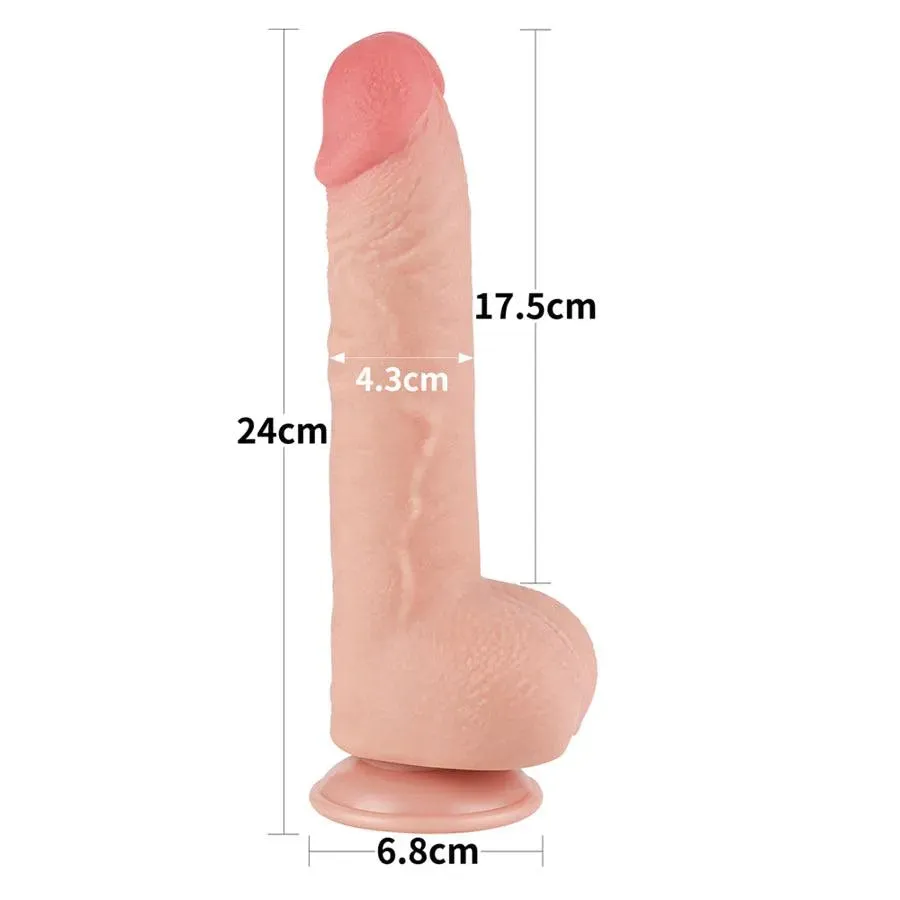 9.5 Inches Sliding Skin Dual Layer Soft Dildo