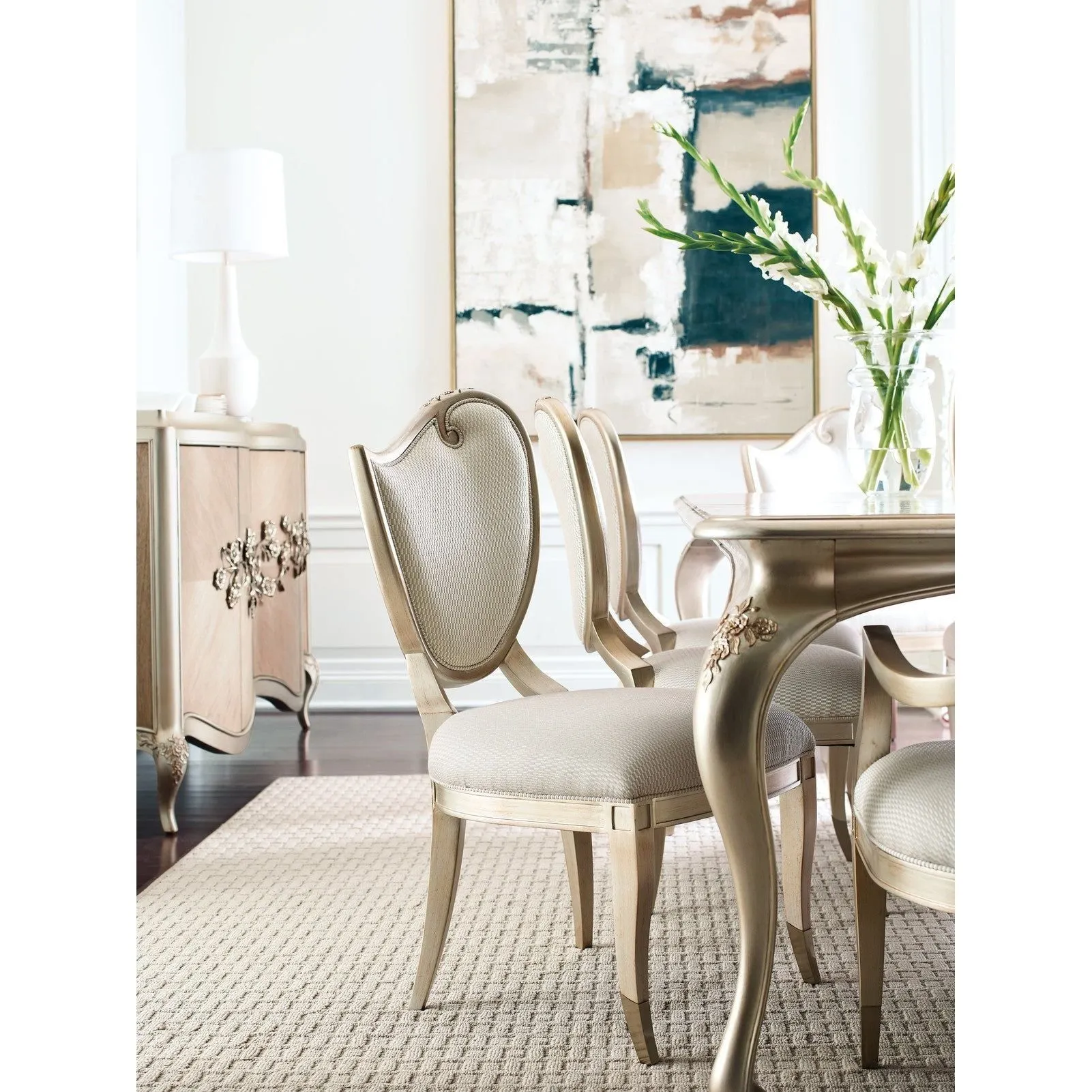 Accent Left Side Chair - Gold, Off White