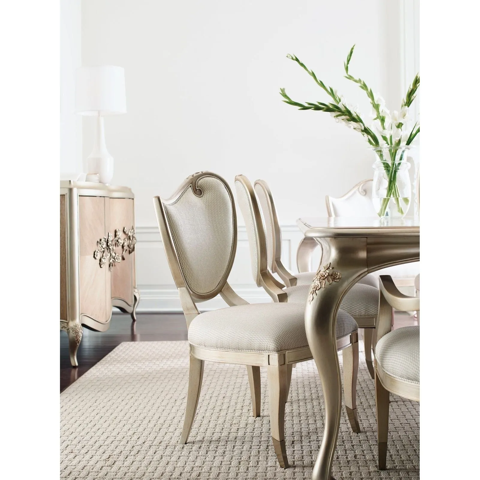 Accent Left Side Chair - Gold, Off White