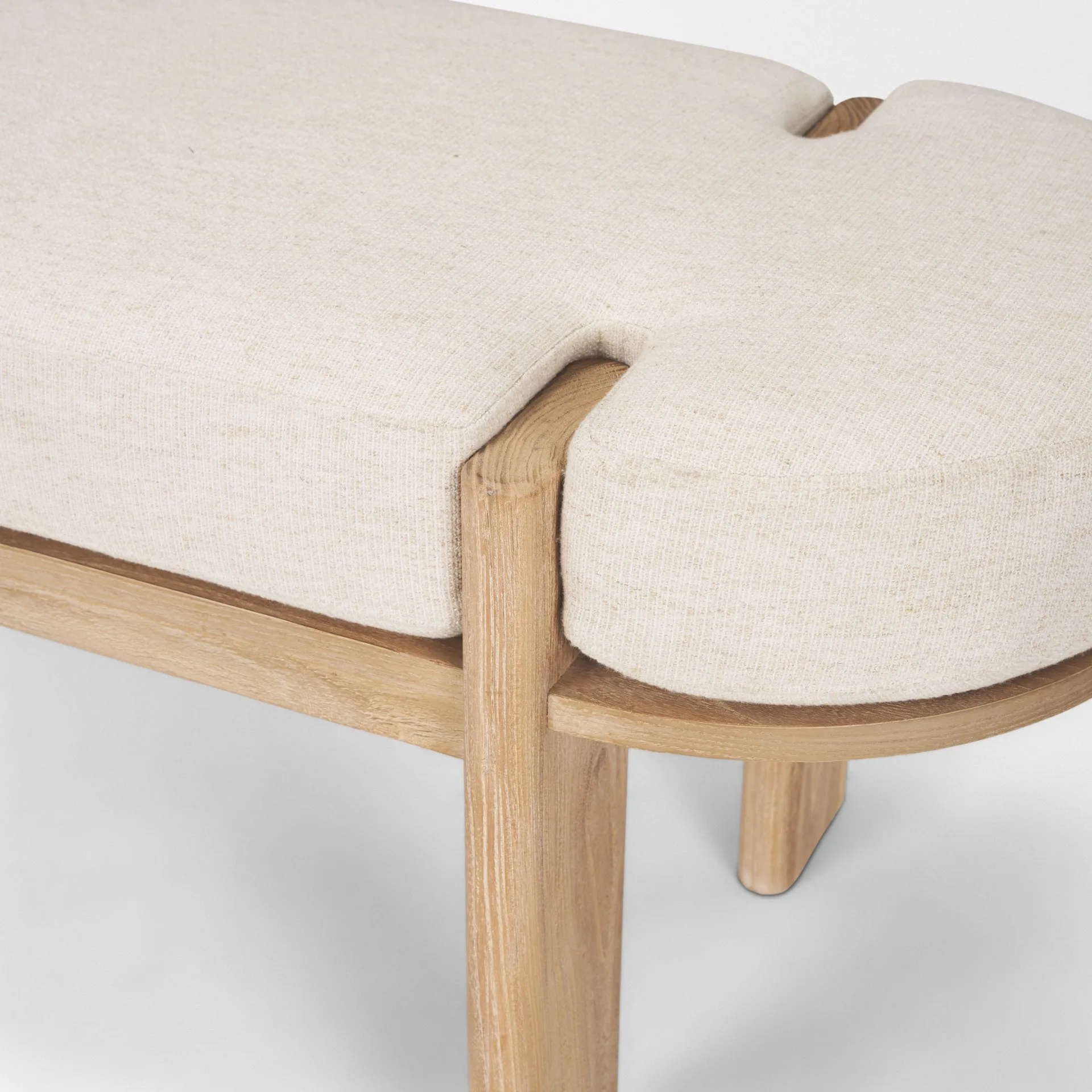 Althea Light Brown Wood | Oatmeal Fabric Bench