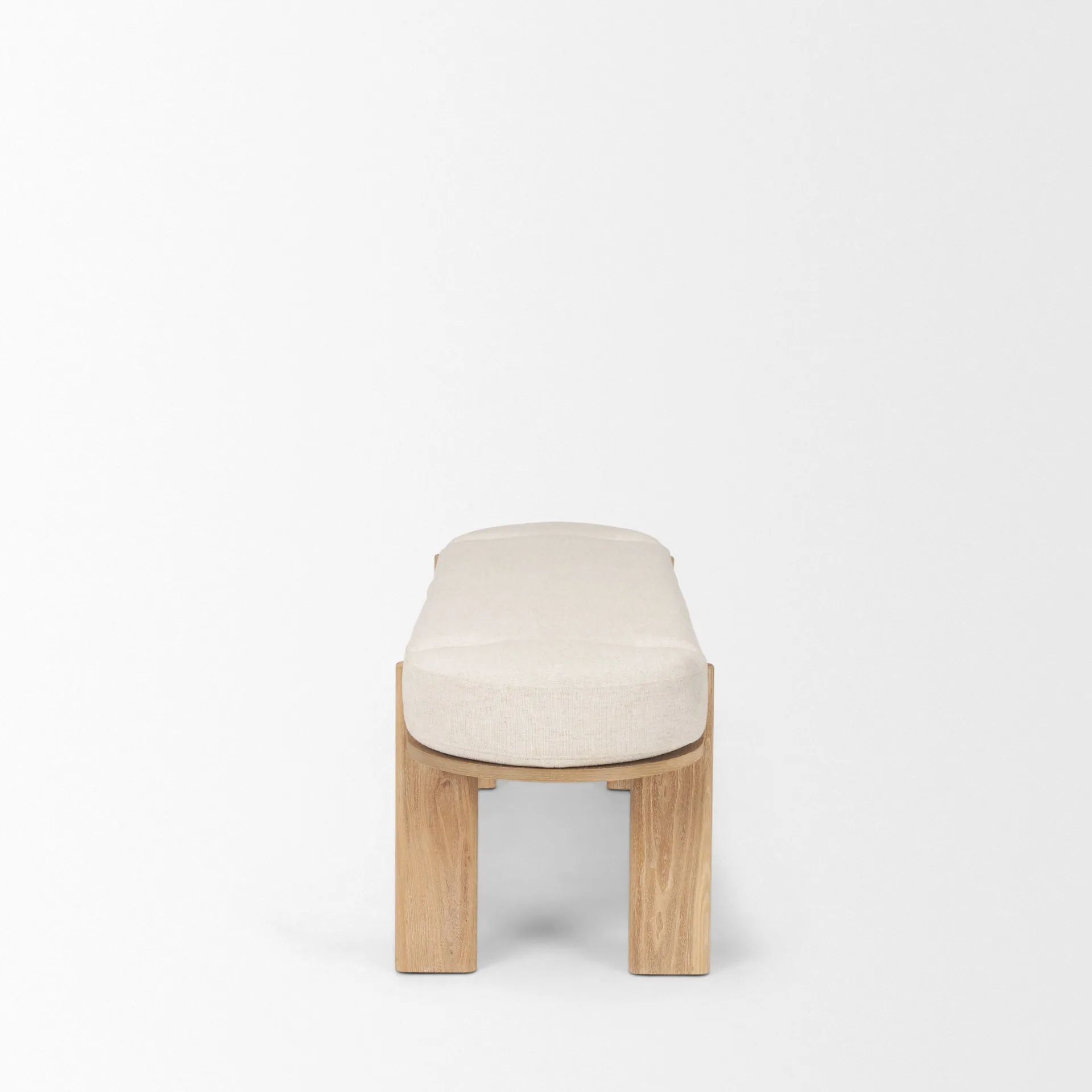 Althea Light Brown Wood | Oatmeal Fabric Bench