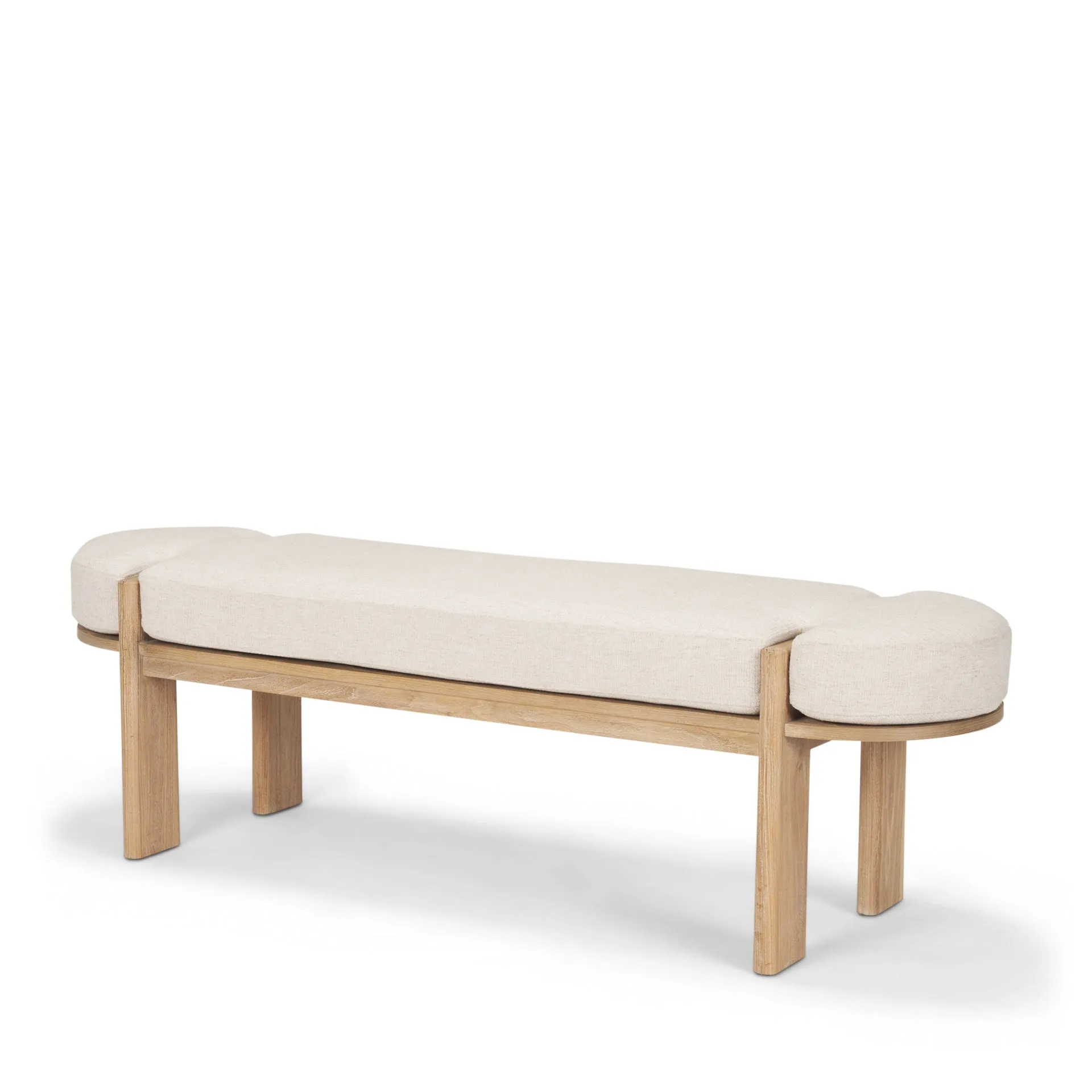 Althea Light Brown Wood | Oatmeal Fabric Bench
