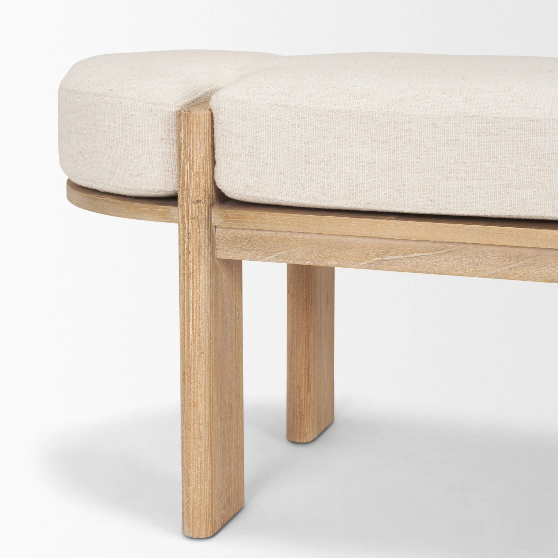 Althea Light Brown Wood | Oatmeal Fabric Bench