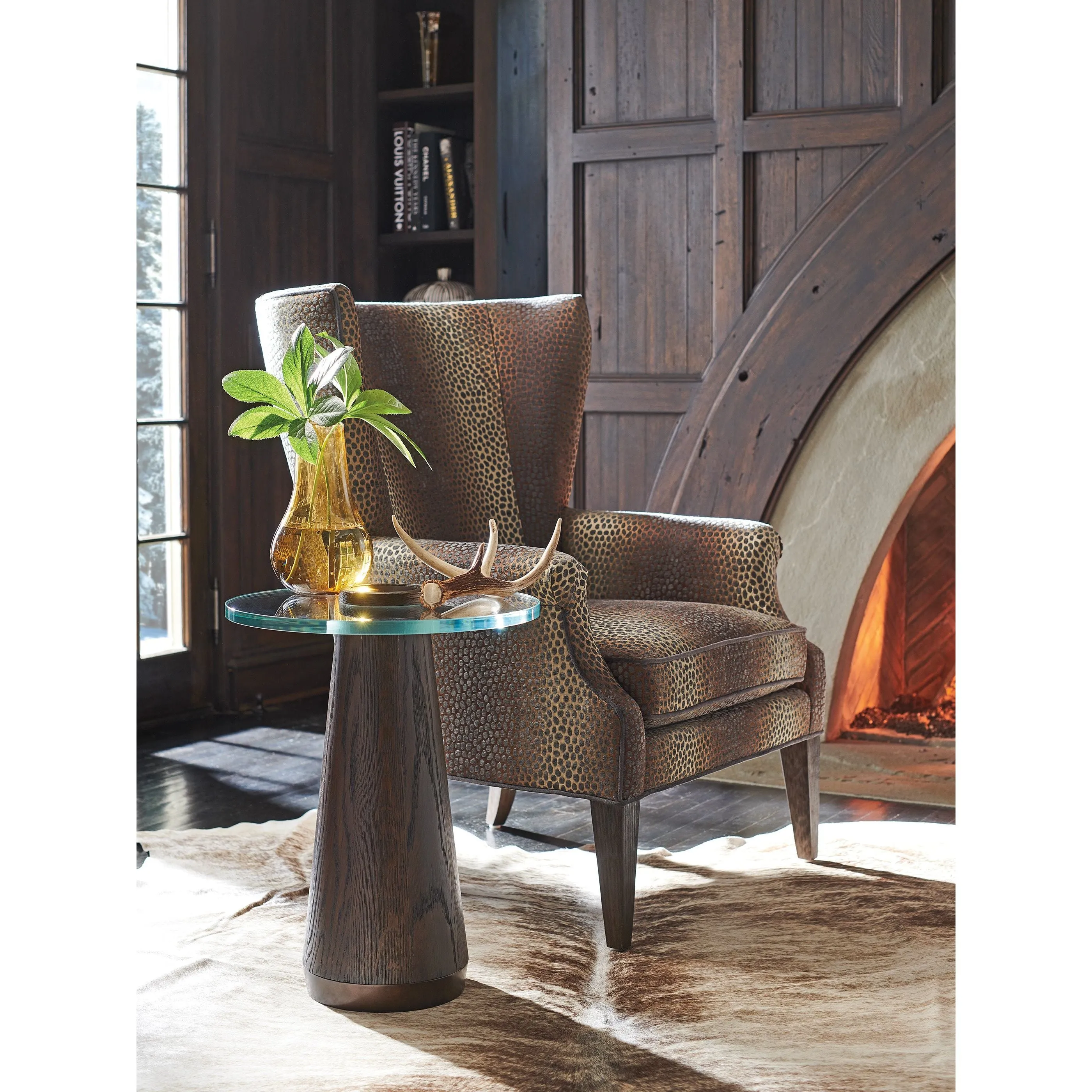 Apex Glass Top Accent Table - Mocha