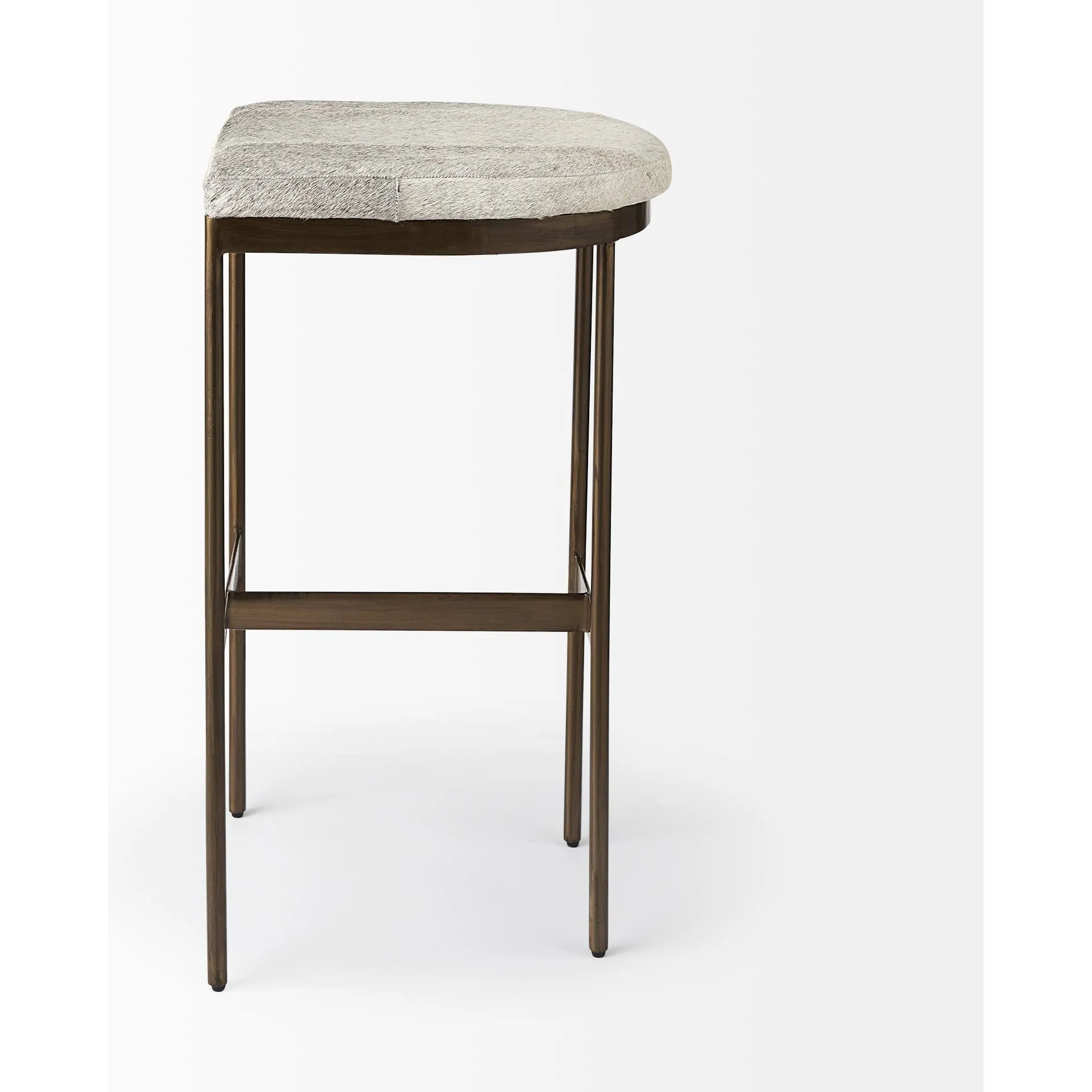 Arjun Gray Hair-On-Hide | Gold Metal | Bar Stool