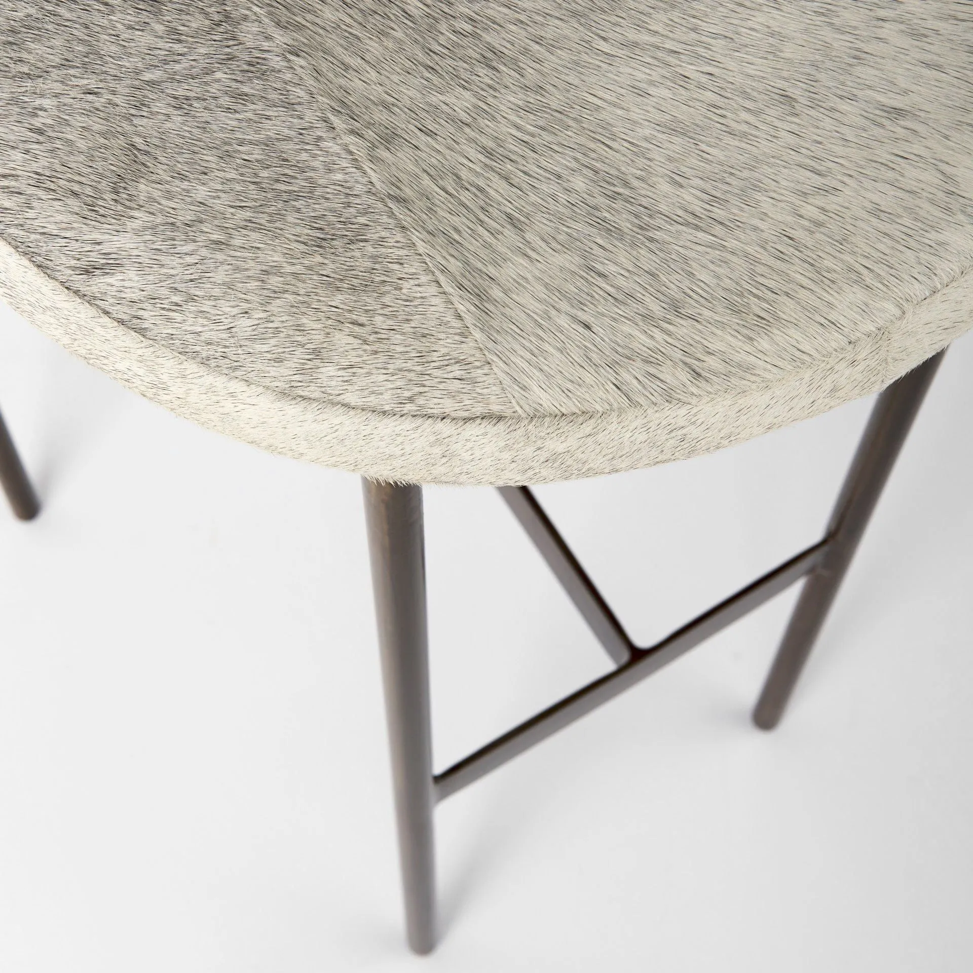 Arjun Gray Hair-On-Hide | Gold Metal | Bar Stool
