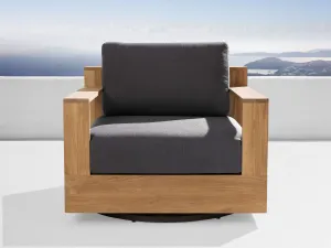 Bal Harbour Outdoor Teak Swivel Chair in Rosemount Graphite