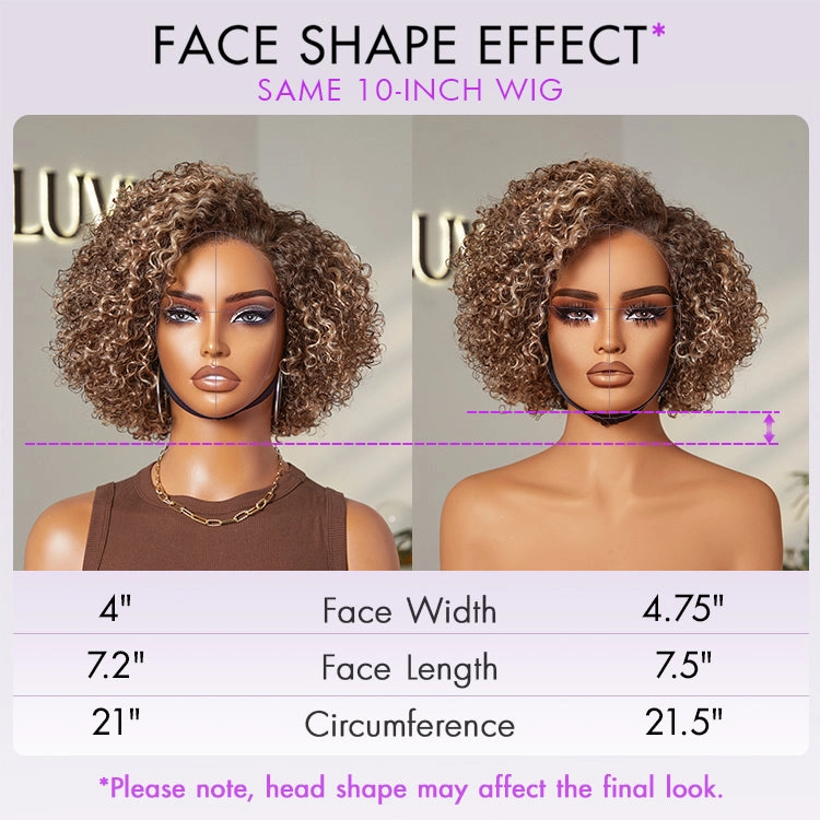 Beginner Friendly Ash Blonde Highlight Short Kinky Curly Wig Glueless Minimalist HD Lace Wig Pre-Cut Lace