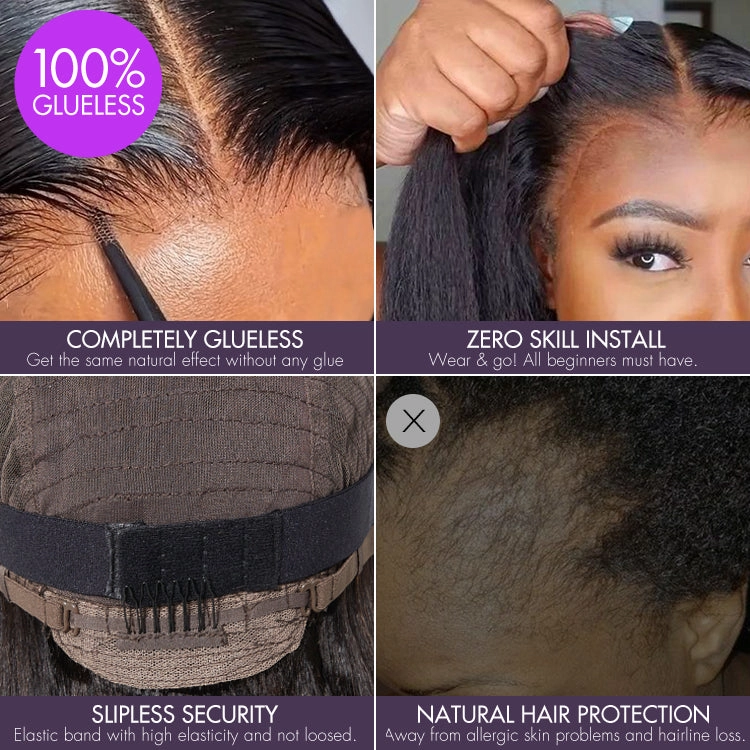 Beginner Friendly Ash Blonde Highlight Short Kinky Curly Wig Glueless Minimalist HD Lace Wig Pre-Cut Lace