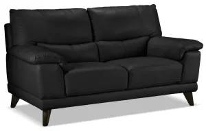 Braylon Leather Loveseat - Classic Black
