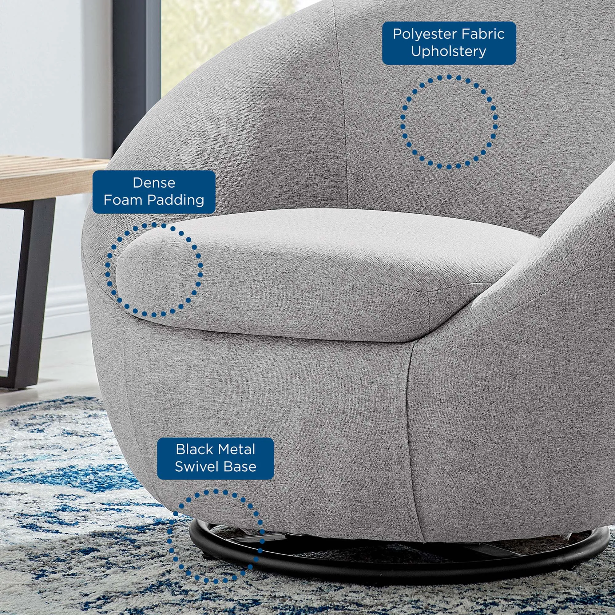 Buttercup Upholstered Fabric Swivel Chair by Modway