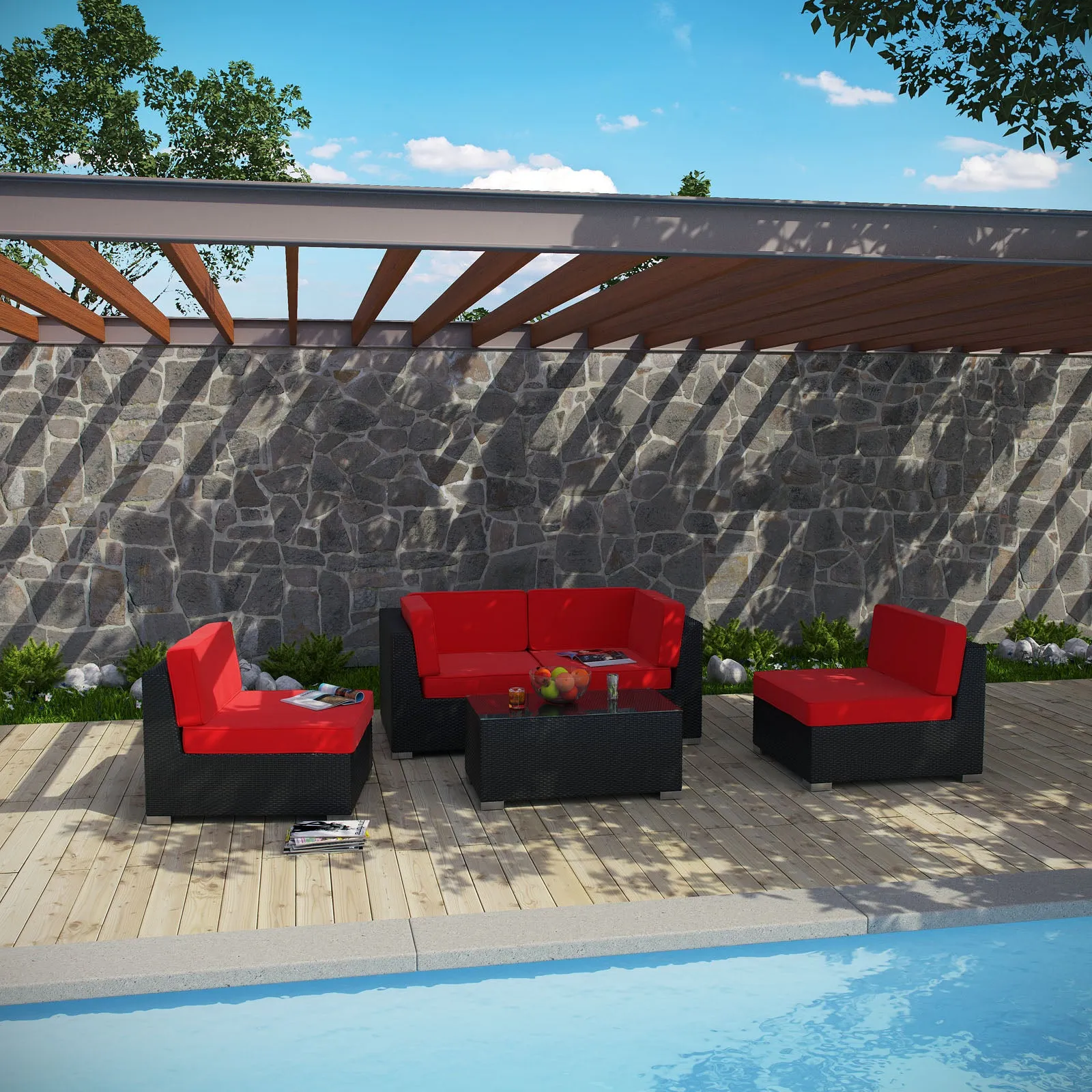 Camfora 5 Piece Outdoor Patio Sectional Set by Modway