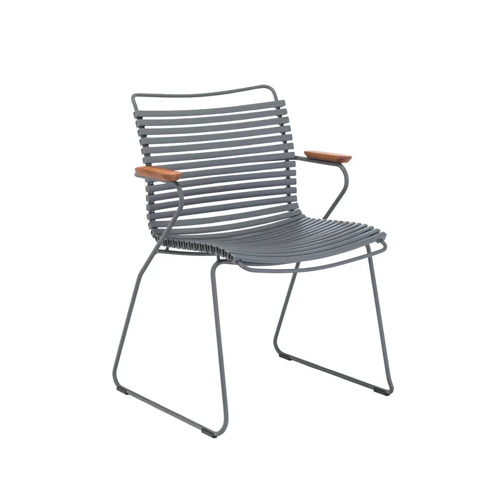 Click Outdoor Dining Chair W Armrest - Dark Grey