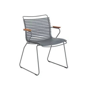 Click Outdoor Dining Chair W Armrest - Dark Grey