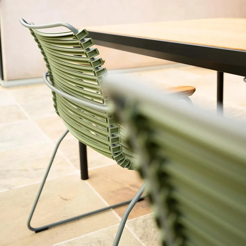 Click Outdoor Dining Chair W Armrest - Olive Green