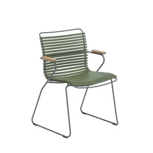 Click Outdoor Dining Chair W Armrest - Olive Green