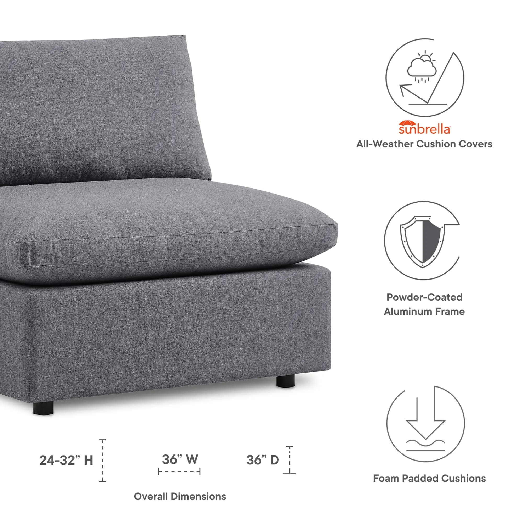 Commix Sunbrella® Outdoor Patio Armless Chair by Modway