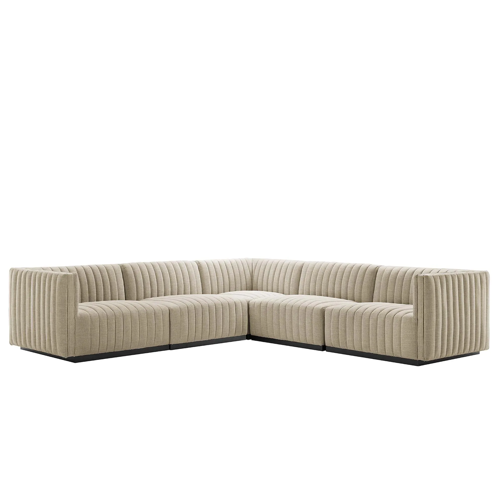 Conjure 5-Piece Channel Tufted Upholstered Fabric L-Shaped Sectional by Modway