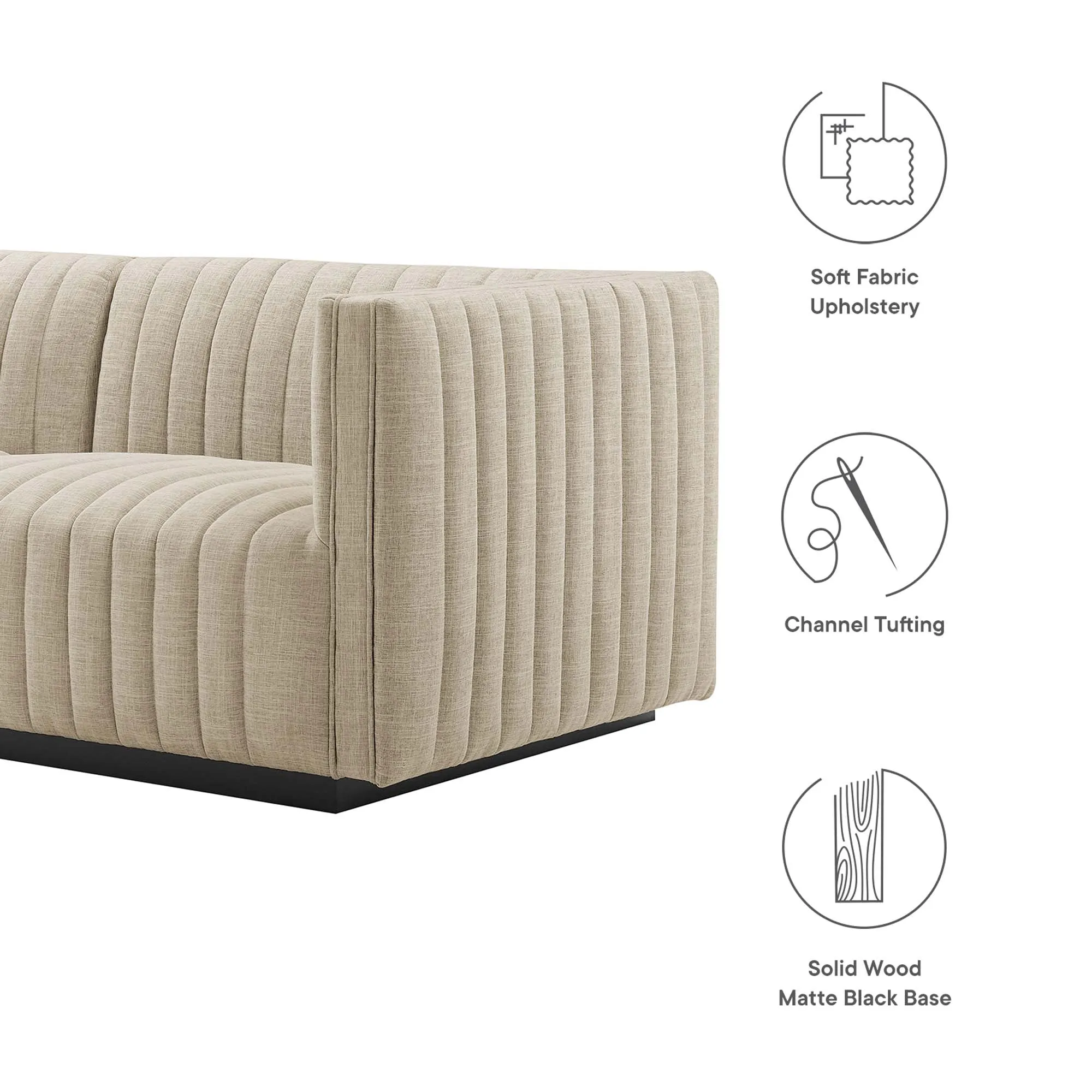 Conjure 5-Piece Channel Tufted Upholstered Fabric L-Shaped Sectional by Modway