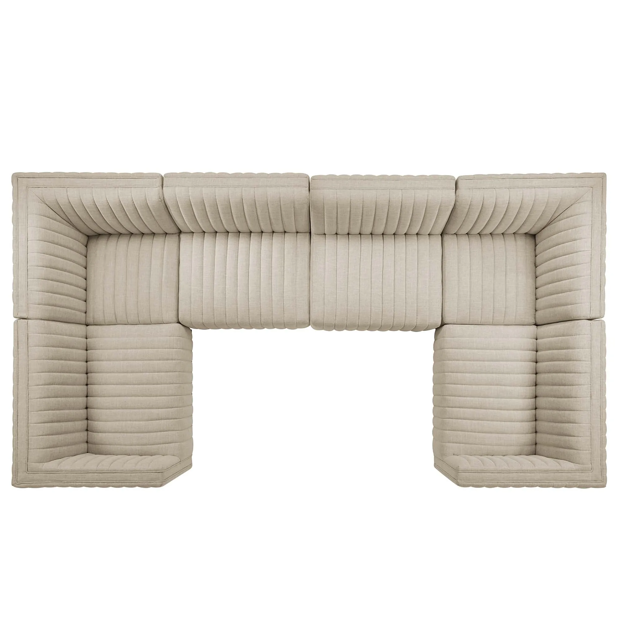 Conjure 6-Piece Channel Tufted Upholstered Fabric U-Shaped Sectional by Modway