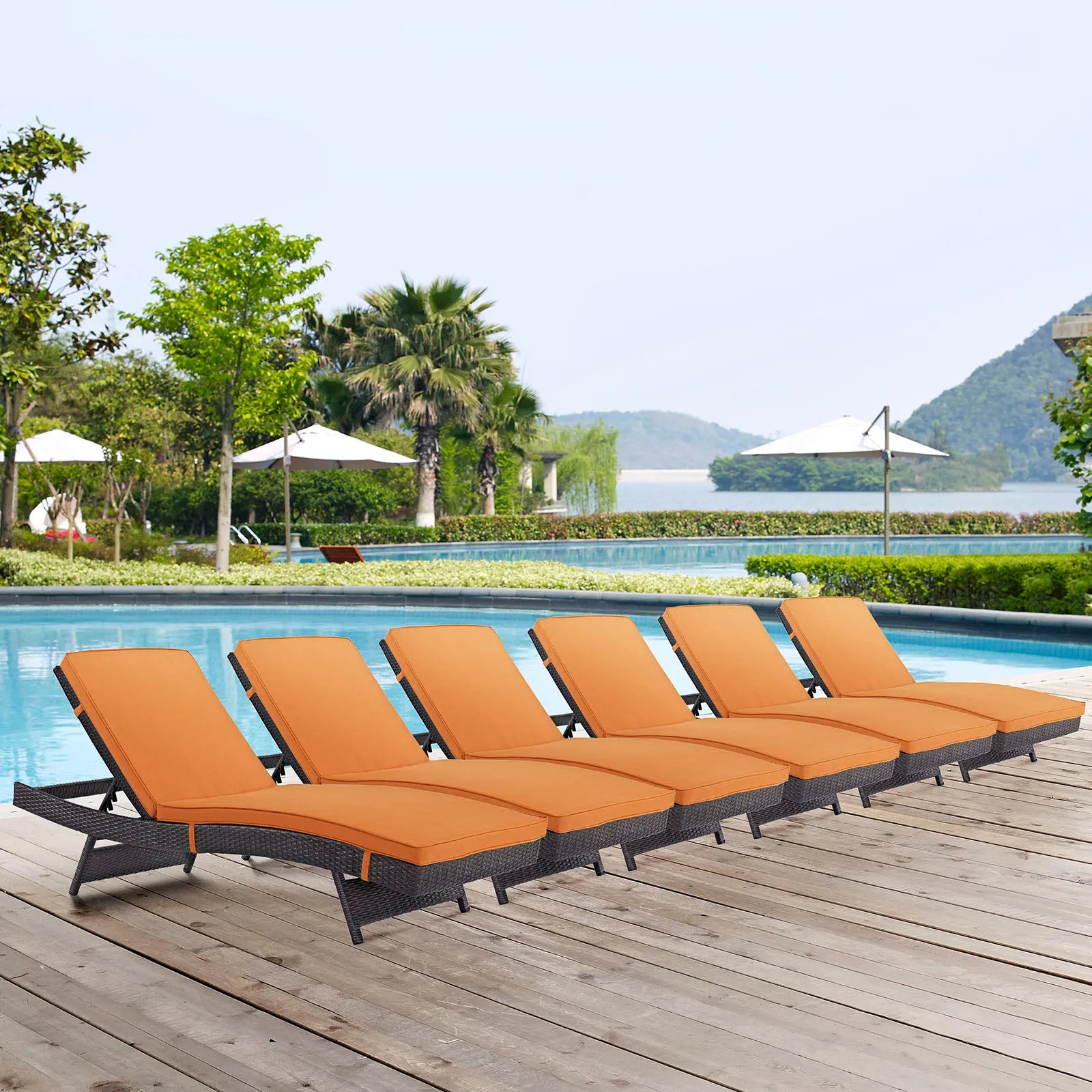 Convene Chaise Outdoor Patio Set of 6 by Modway