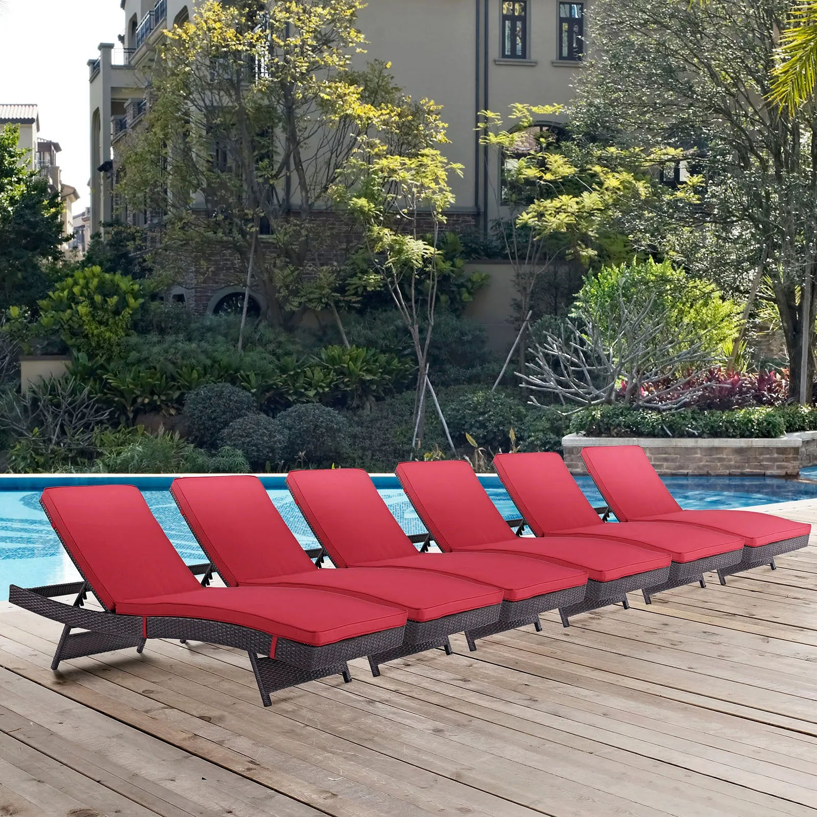 Convene Chaise Outdoor Patio Set of 6 by Modway