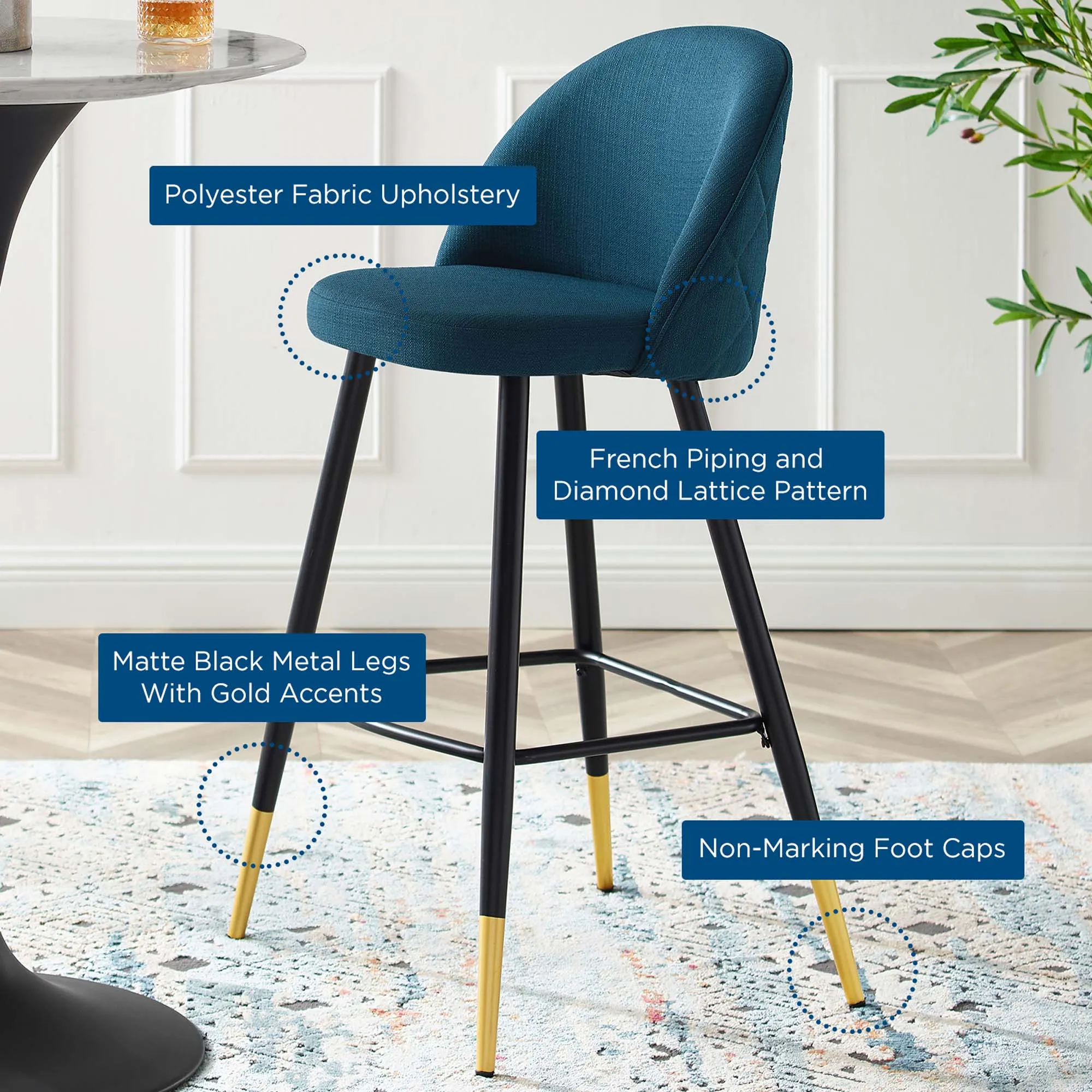 Cordial Fabric Bar Stools - Set of 2 by Modway