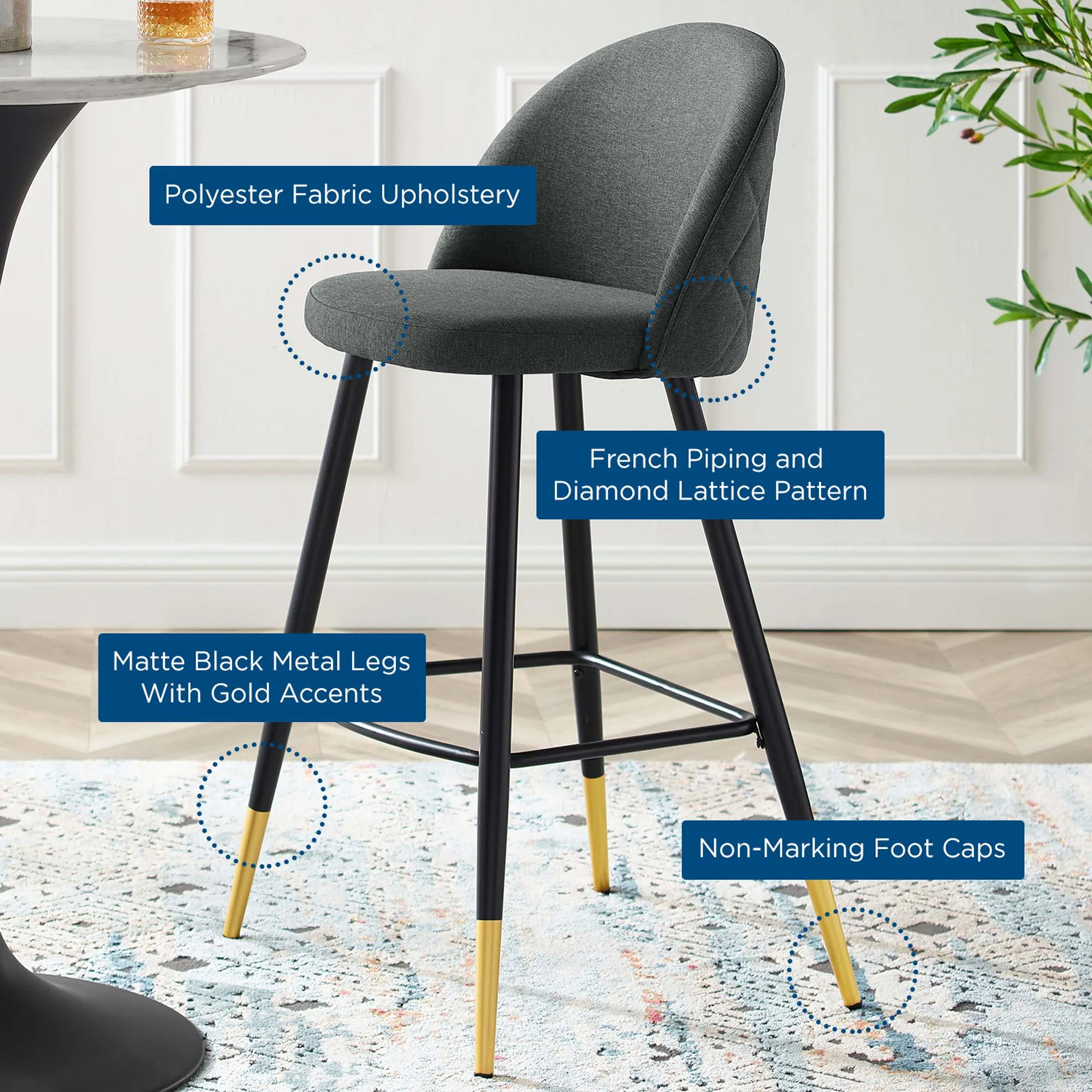 Cordial Fabric Bar Stools - Set of 2 by Modway