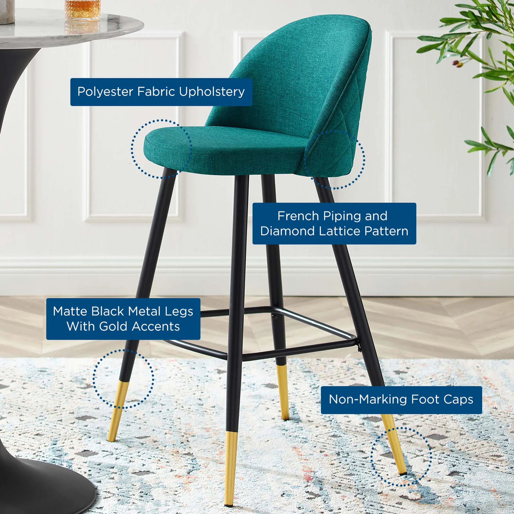 Cordial Fabric Bar Stools - Set of 2 by Modway