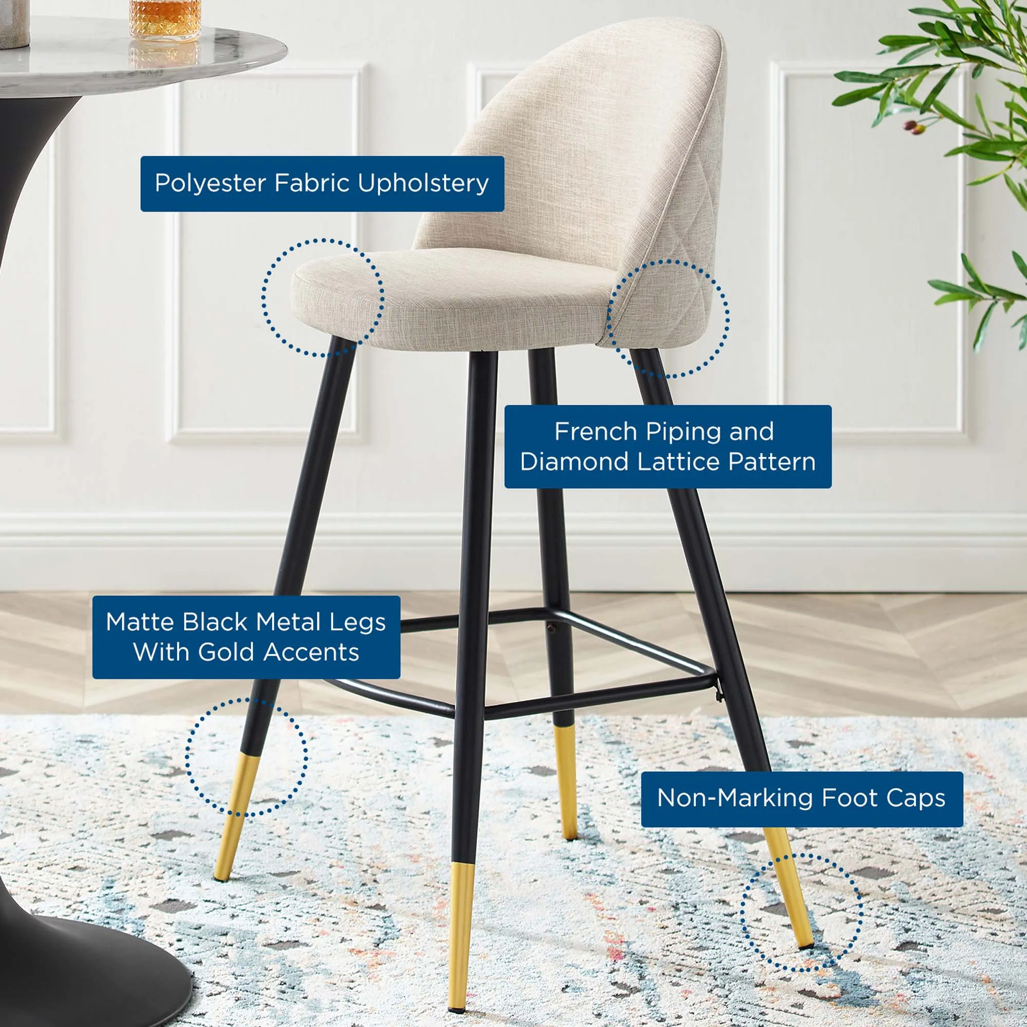 Cordial Fabric Bar Stools - Set of 2 by Modway