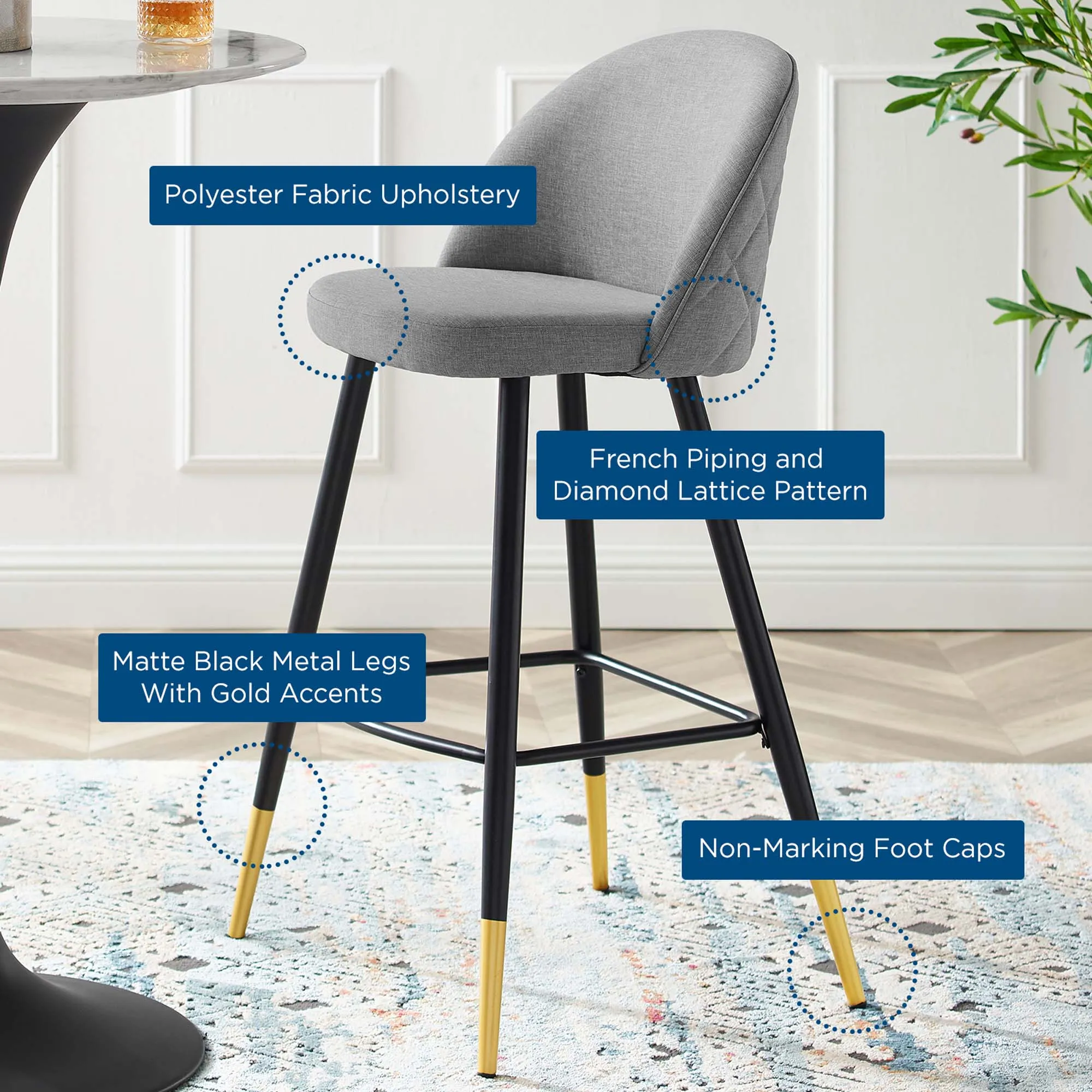 Cordial Fabric Bar Stools - Set of 2 by Modway
