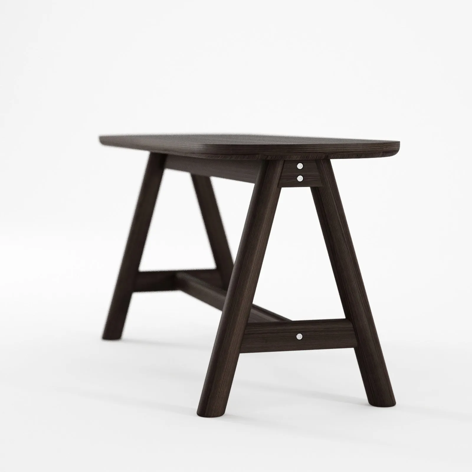 Curbus Oval Bench - White Ash Dark Stained