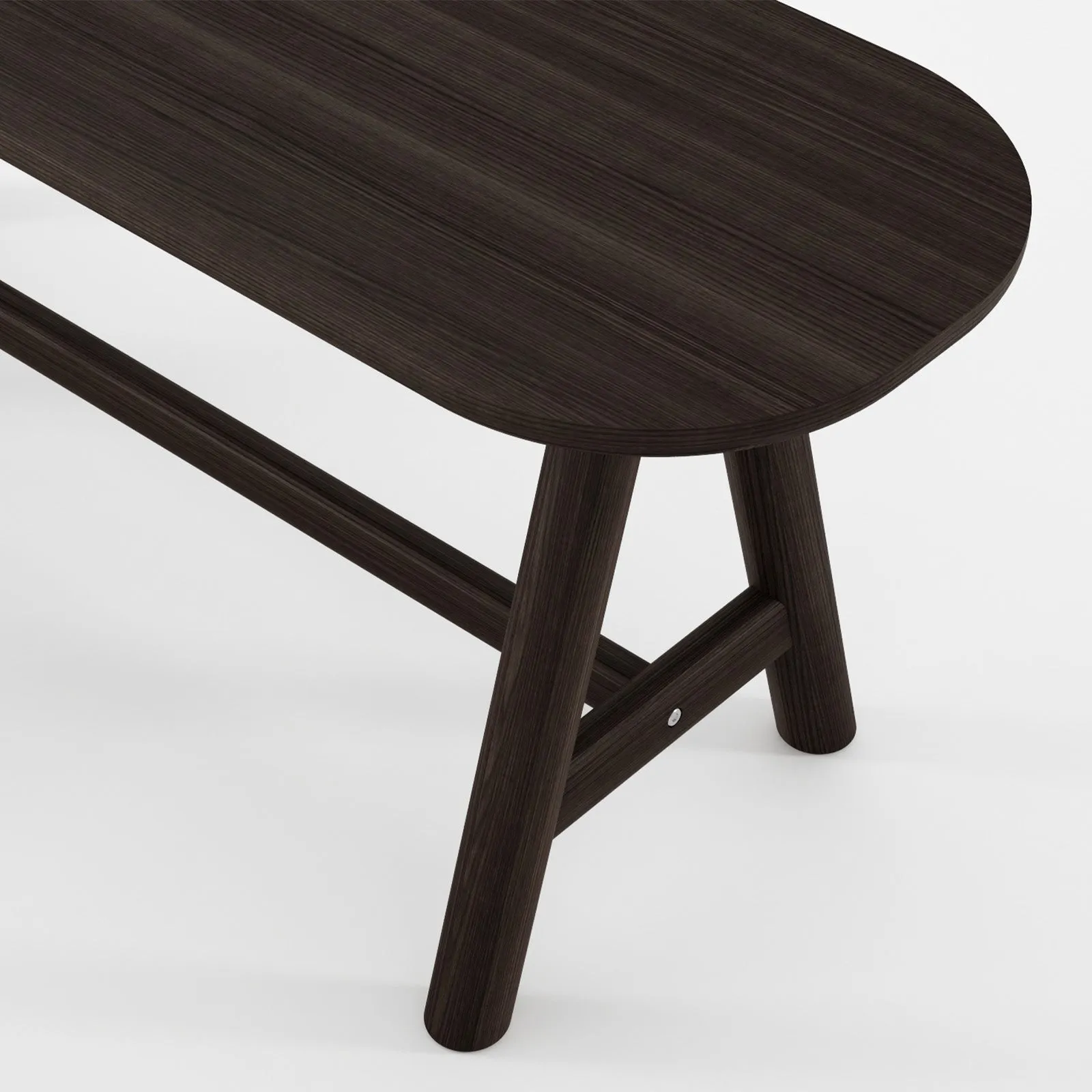 Curbus Oval Bench - White Ash Dark Stained