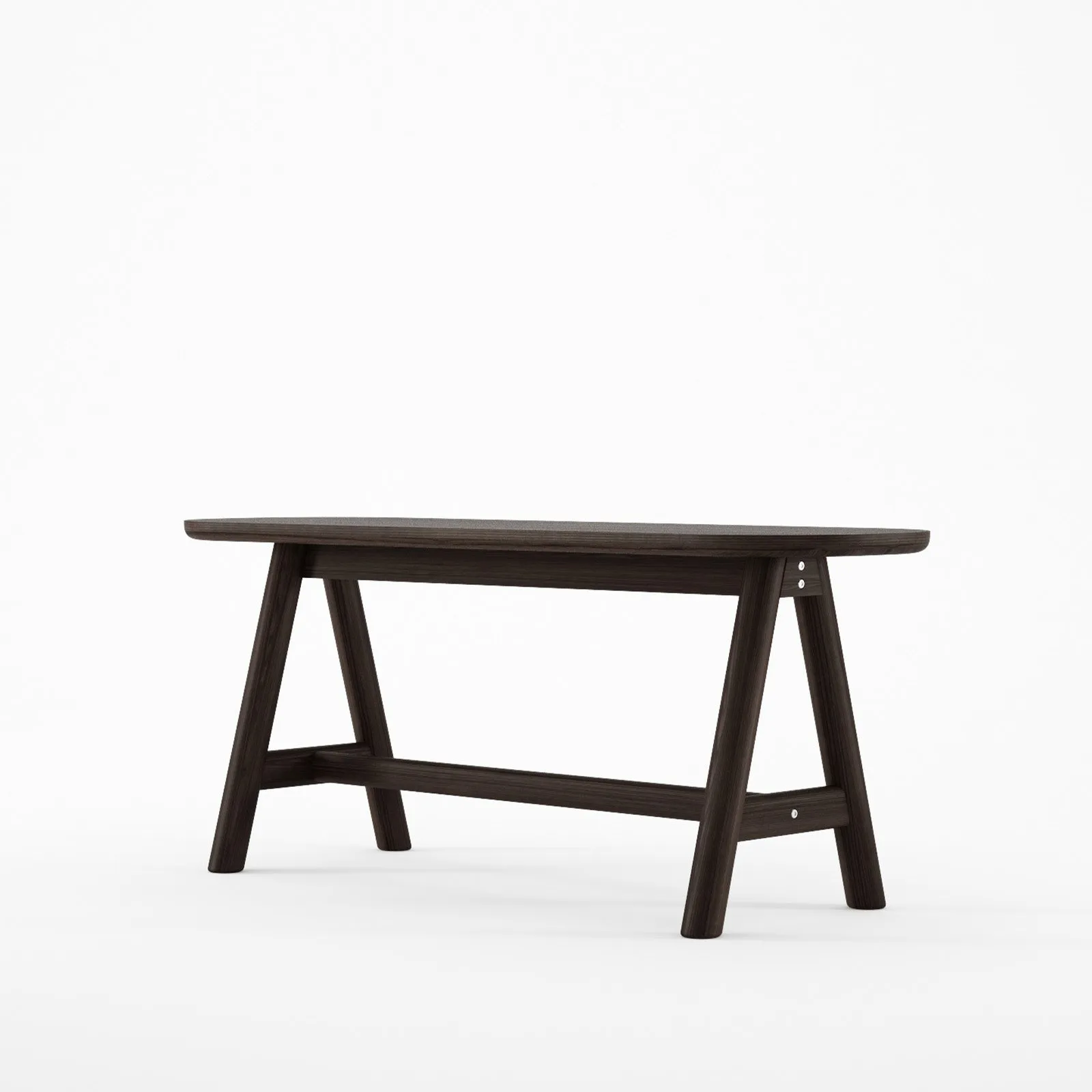 Curbus Oval Bench - White Ash Dark Stained