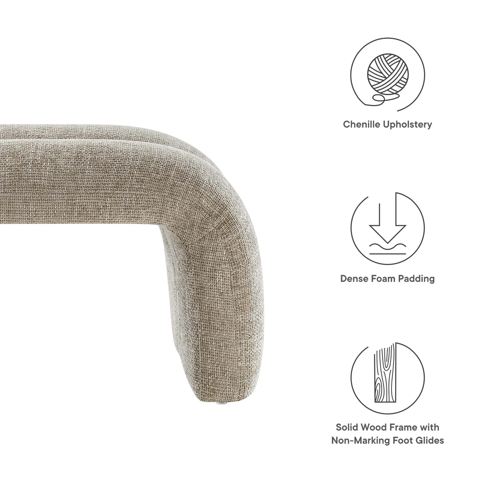 Dax 50.5" Chenille Upholstered Accent Bench by Modway