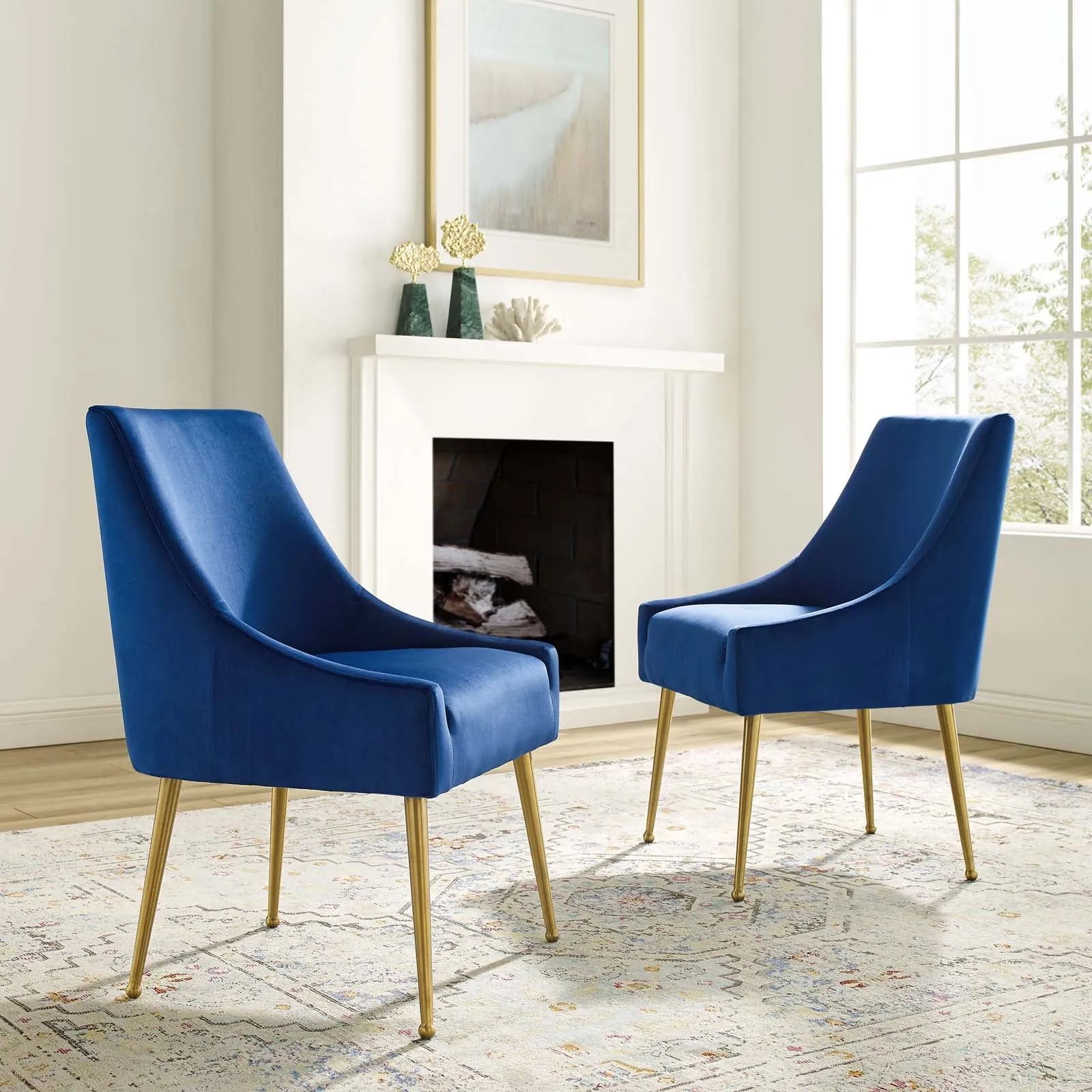 Discern Upholstered Performance Velvet Dining Chair Set of 2 by Modway