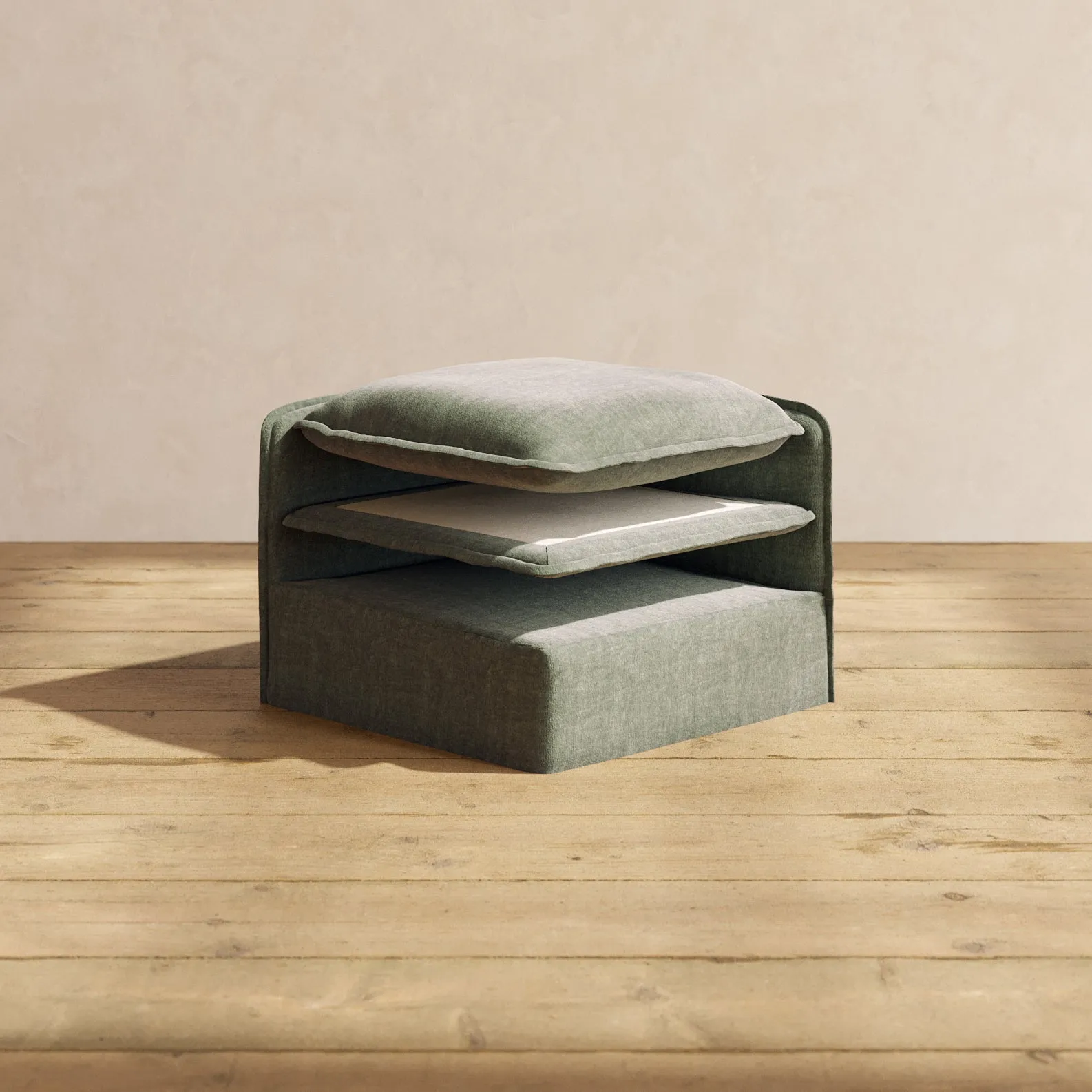 Elevate Comfort Layer Set for 4-Seater Corner Sectional   Ottoman | Heirloom Velvet in Willow