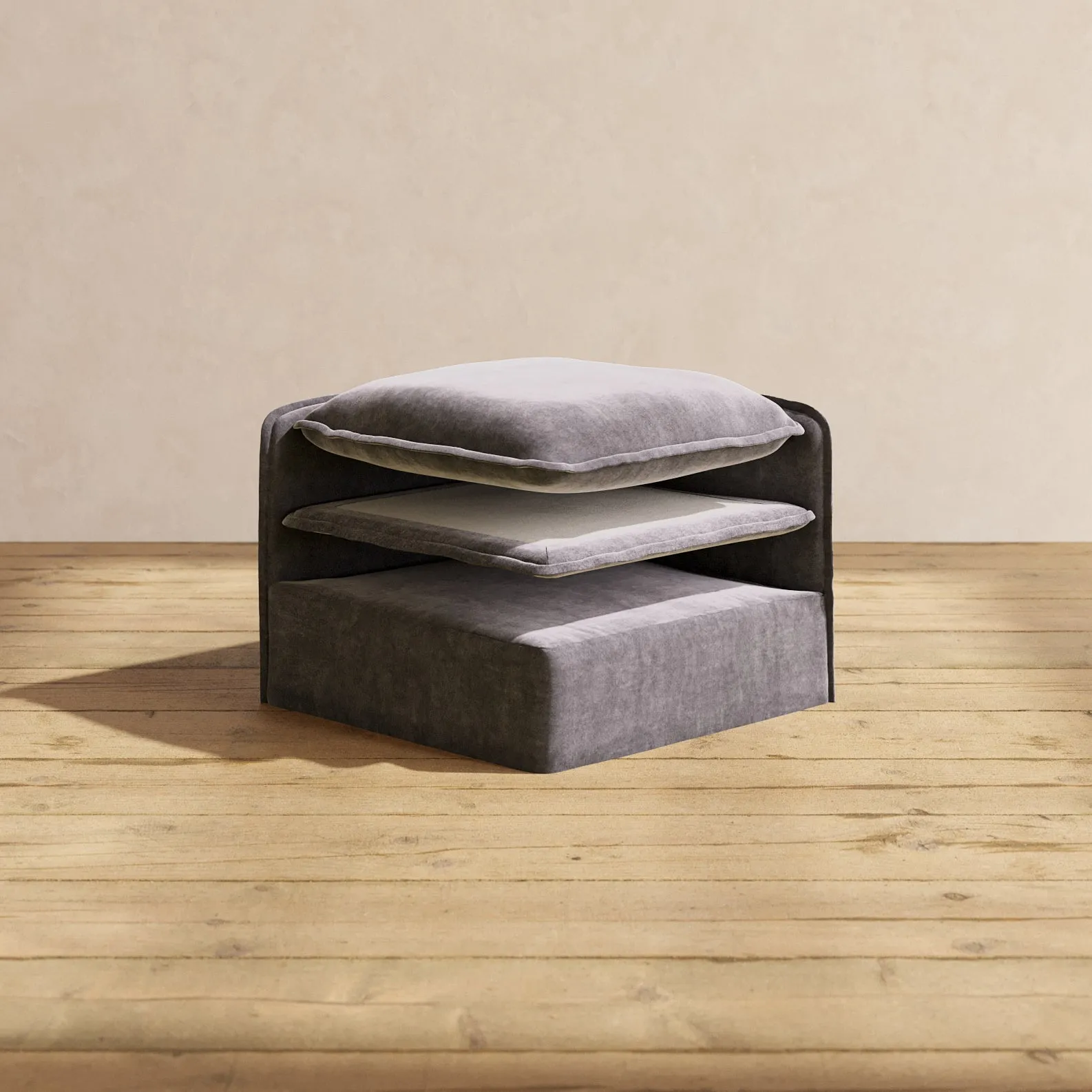 Elevate Comfort Layer Set for 6-Seater Open-Ends U-Sectional   Ottoman | Luxury Velvet in Cinder
