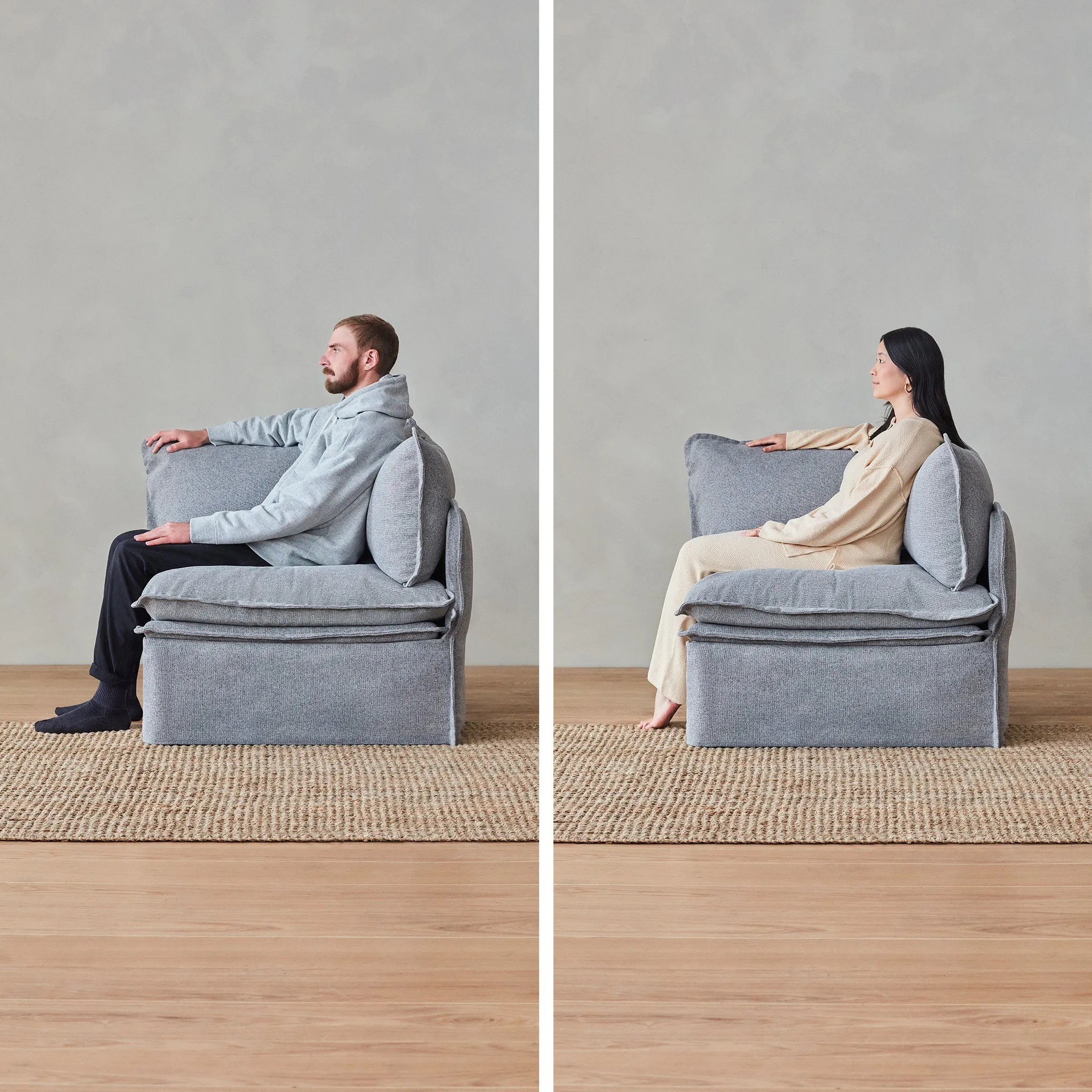 Elevate Comfort Layer Set for 7-Seater Open-Ends U-Sectional | Plush Weave in Eggshell