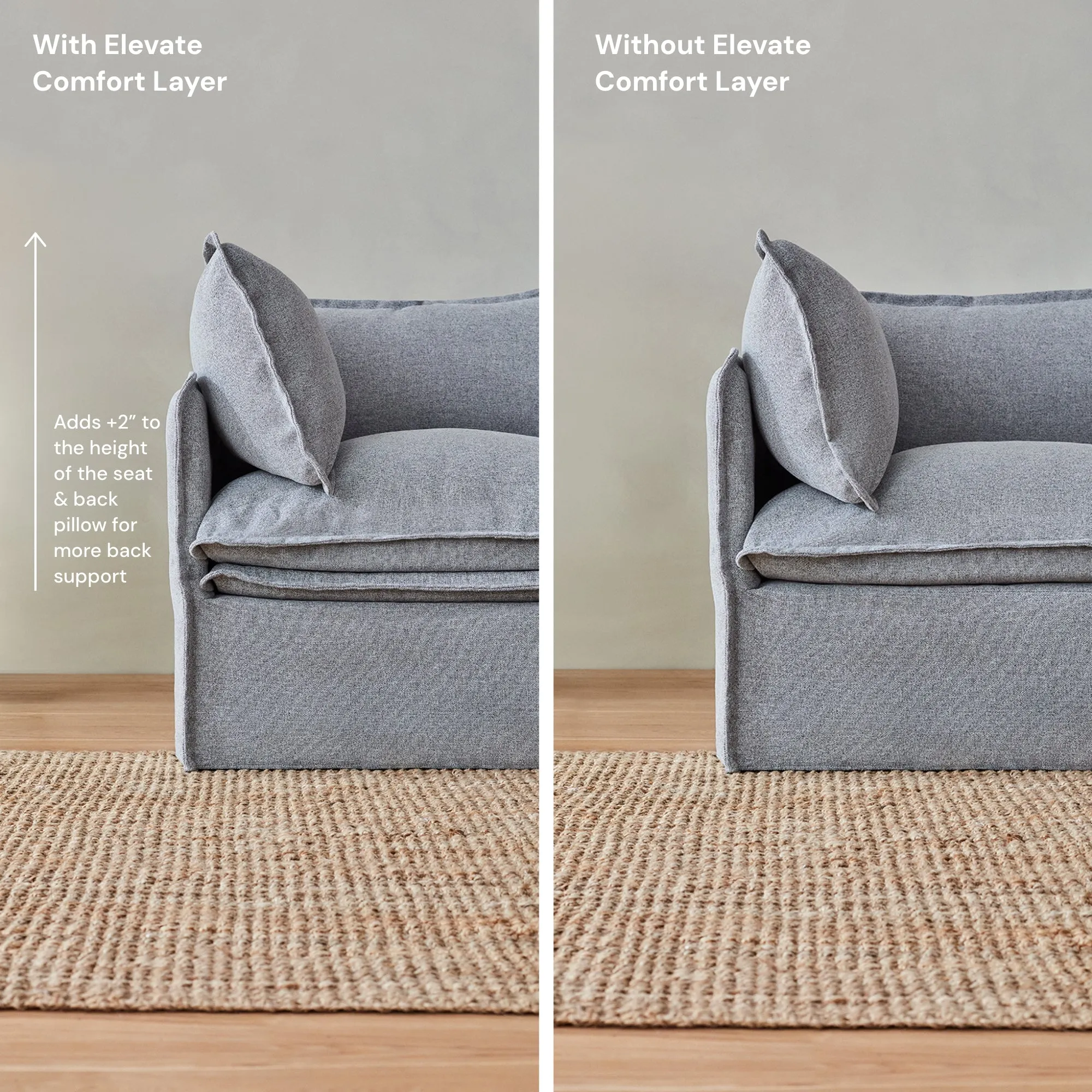 Elevate Comfort Layer Set for 7-Seater Open-Ends U-Sectional | Plush Weave in Eggshell