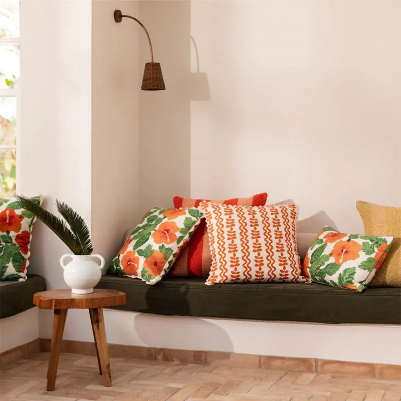 Ferns & Waves Cushion - Rust
