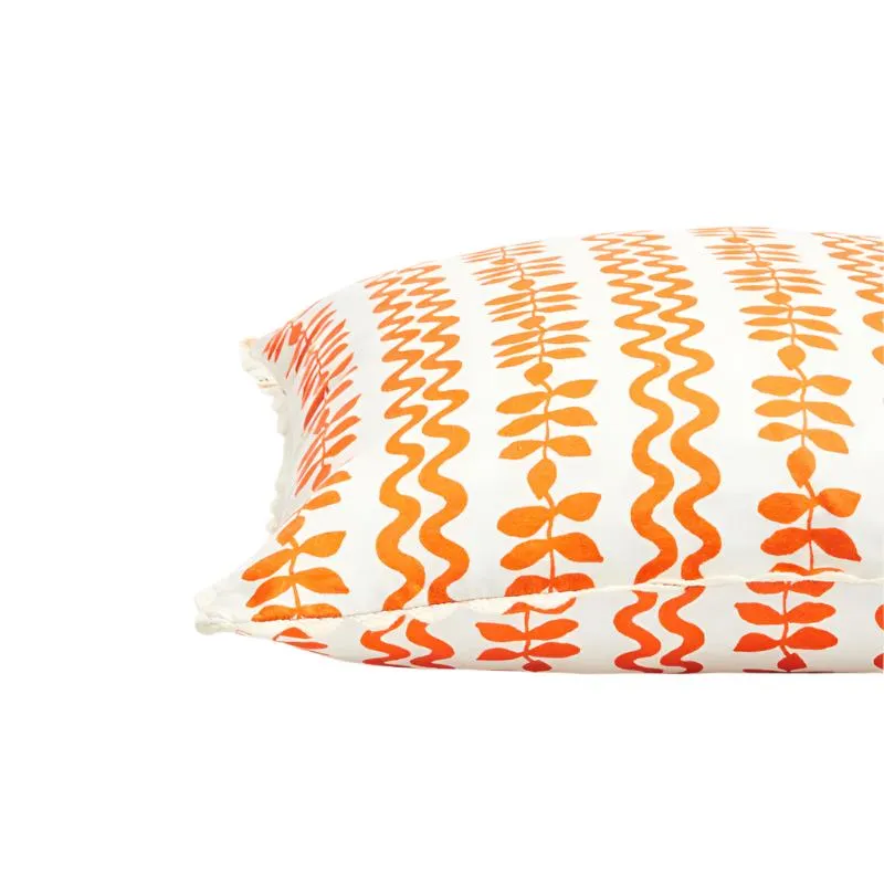 Ferns & Waves Cushion - Rust