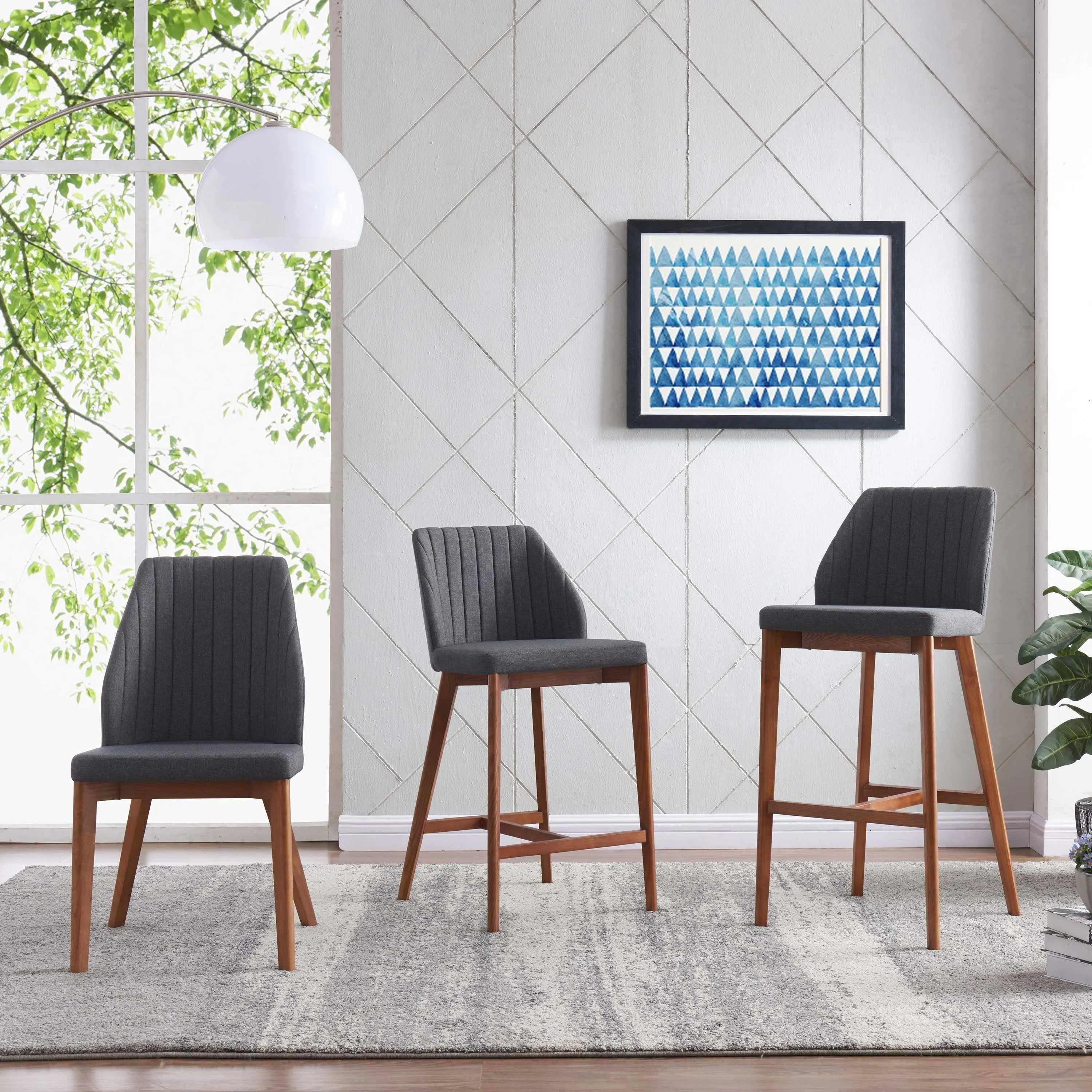 Florence Bar Stool Set of 2 DISTRESSED GREY