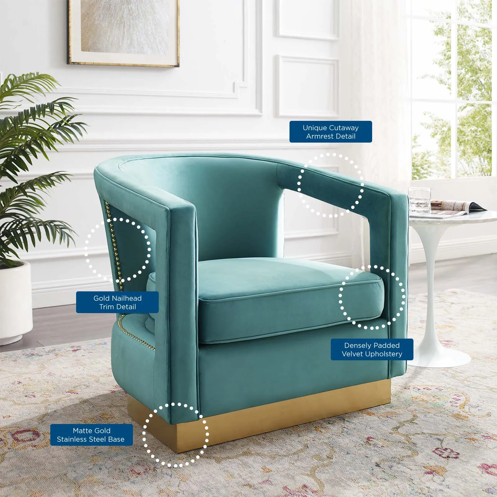Frolick Performance Velvet Armchair by Modway