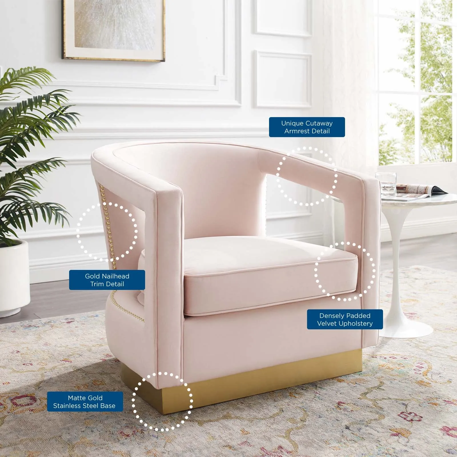 Frolick Performance Velvet Armchair by Modway
