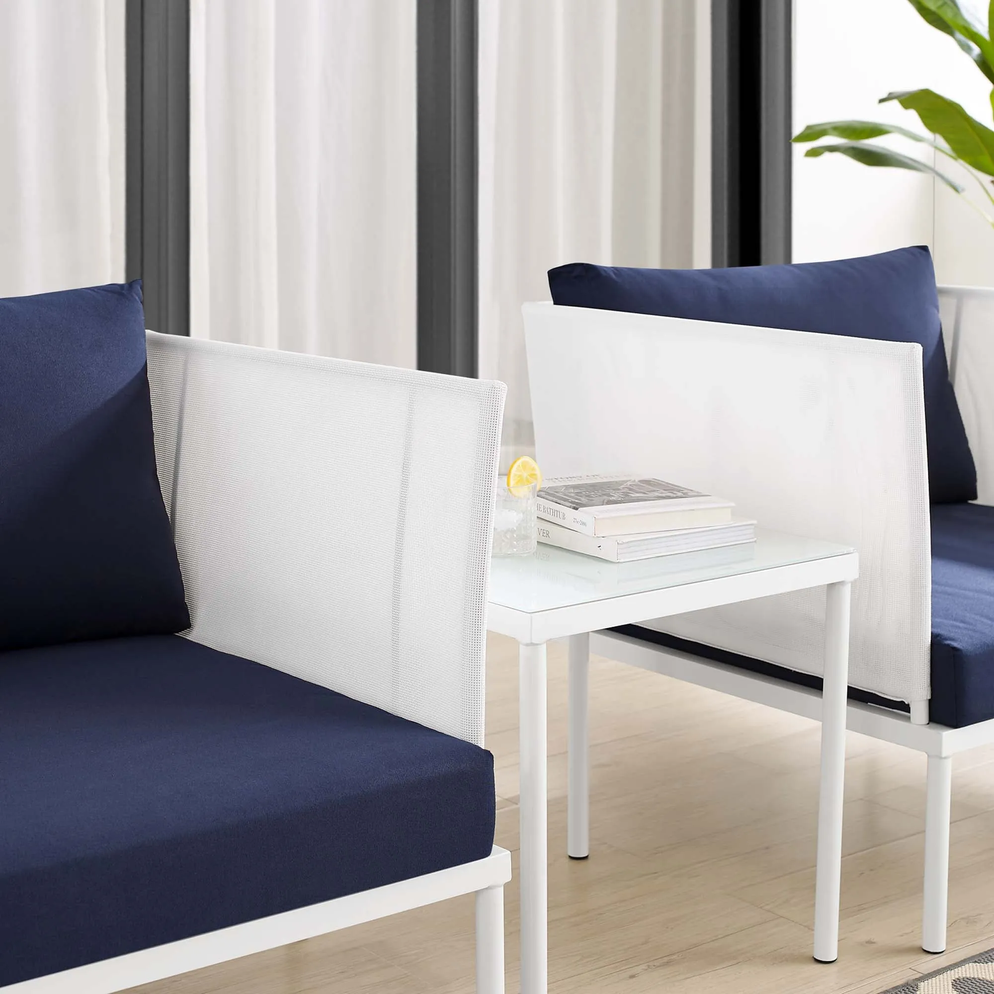 Harmony 3-Piece  Sunbrella® Outdoor Patio Aluminum Seating Set by Modway