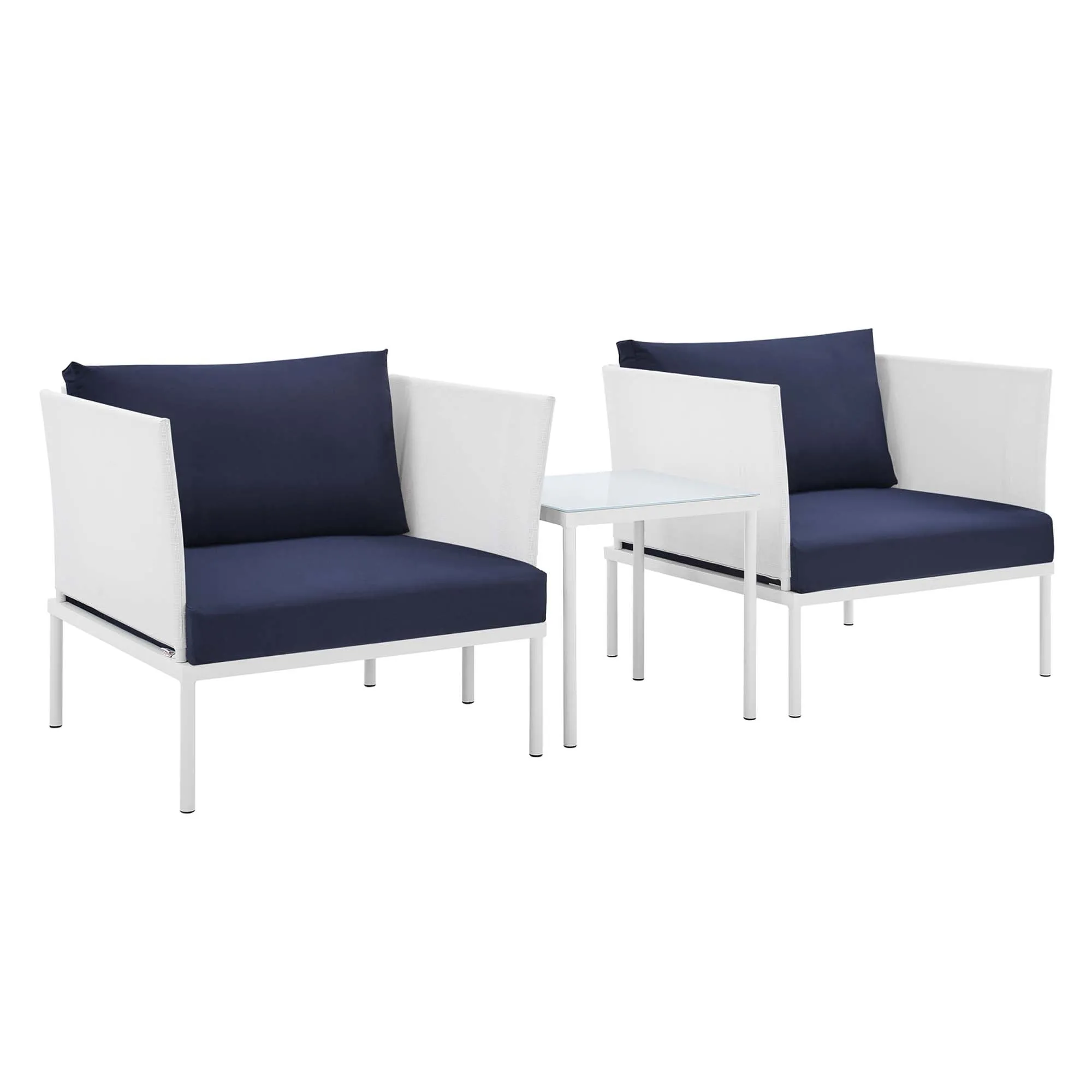 Harmony 3-Piece  Sunbrella® Outdoor Patio Aluminum Seating Set by Modway