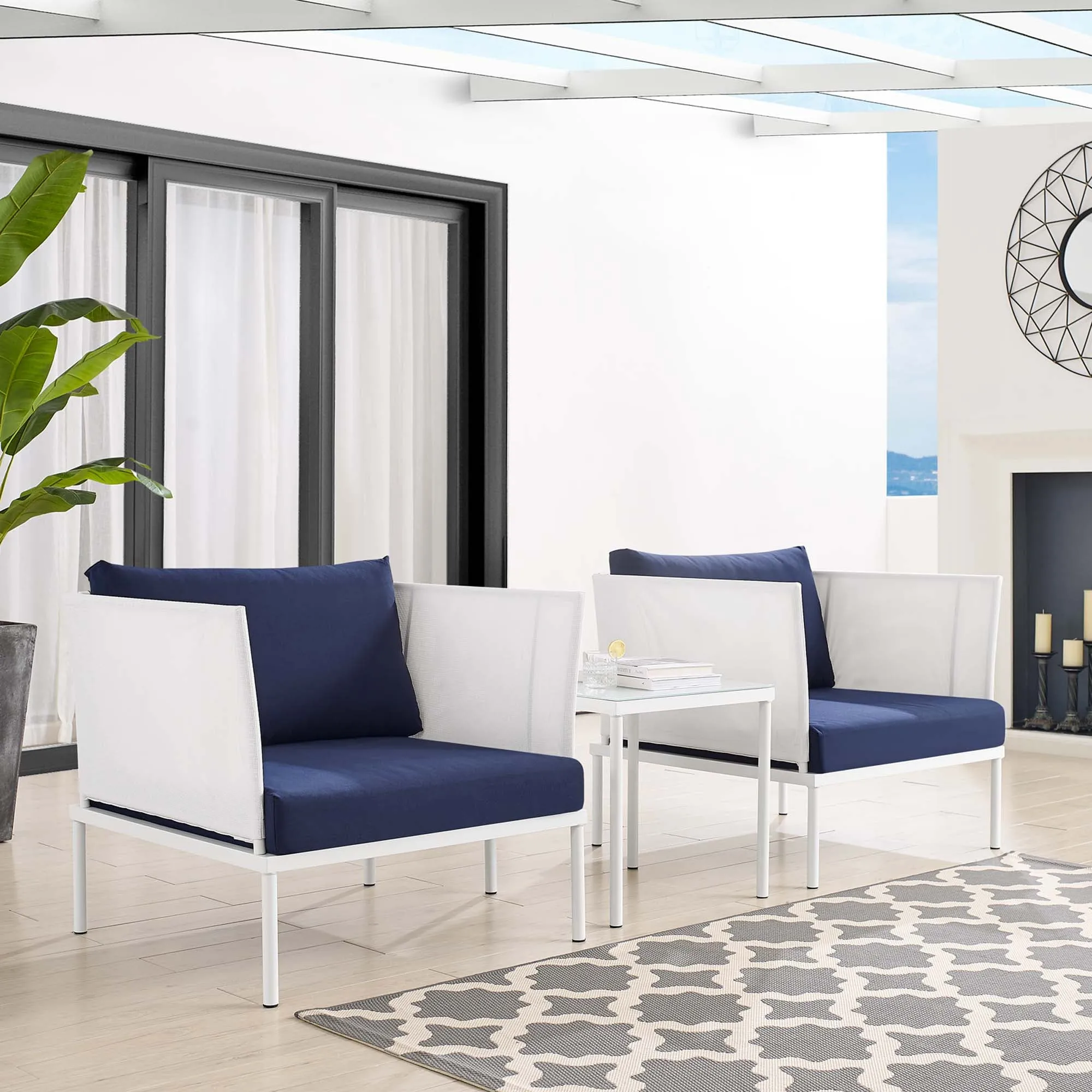 Harmony 3-Piece  Sunbrella® Outdoor Patio Aluminum Seating Set by Modway